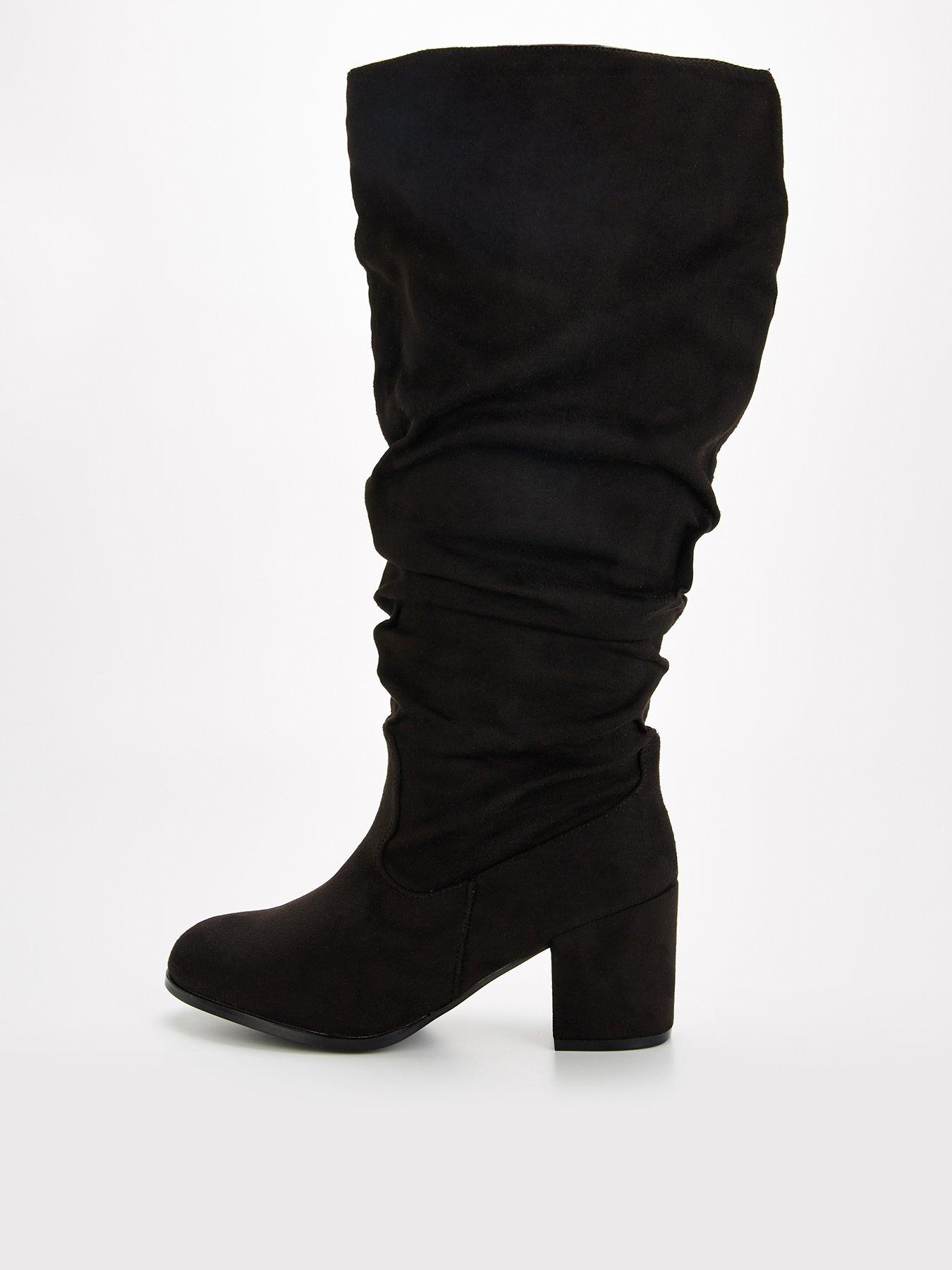 undefined Wide Fit Knee High Slouch Boot With Wider Fitting Calf - Black
