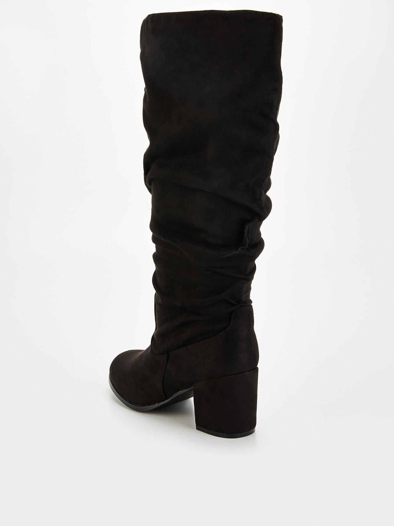 Image 3 of 7 of V by Very Wide Fit Knee High Slouch Boot With Wider Fitting Calf - Black