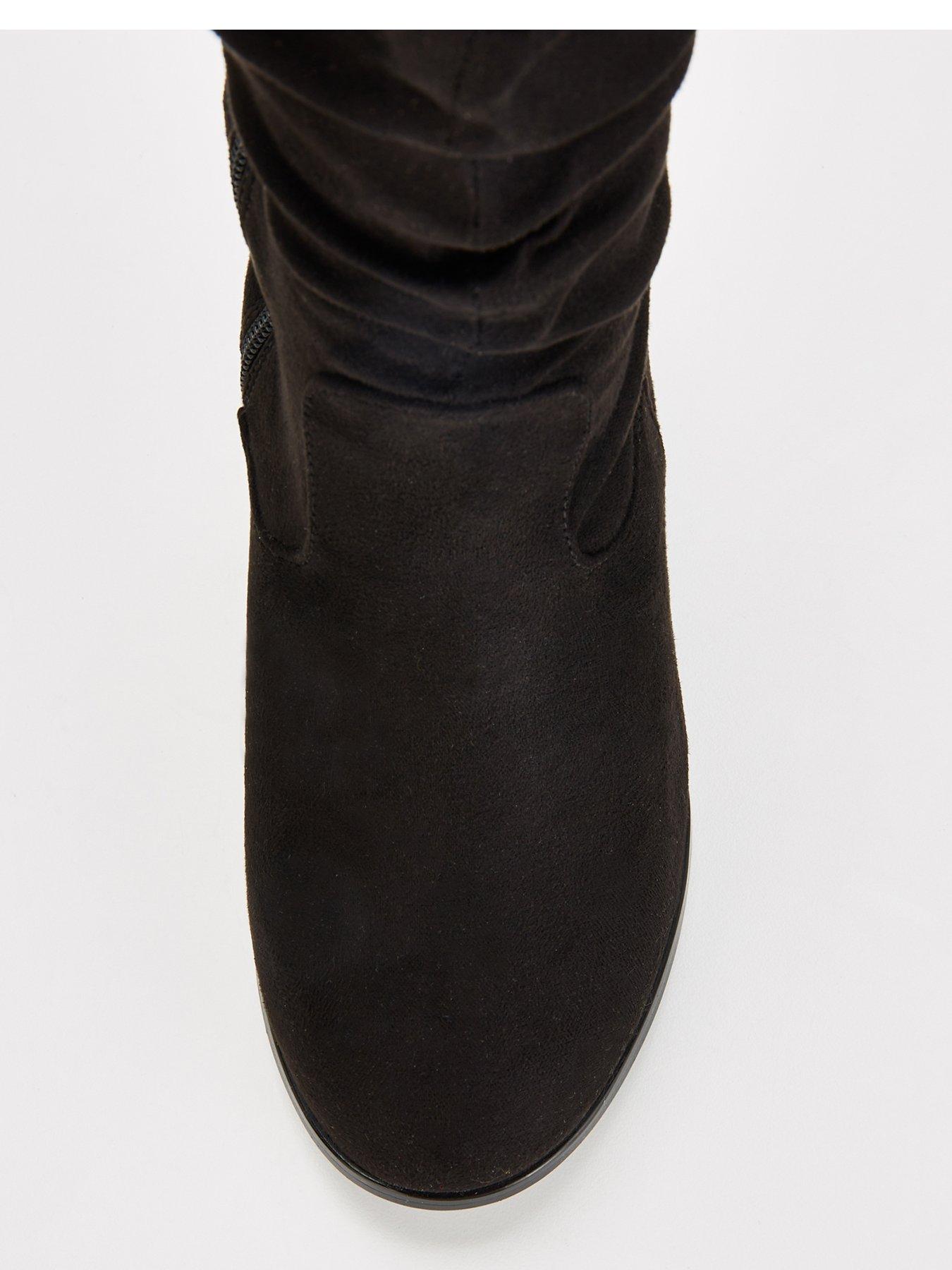 Image 4 of 7 of V by Very Wide Fit Knee High Slouch Boot With Wider Fitting Calf - Black