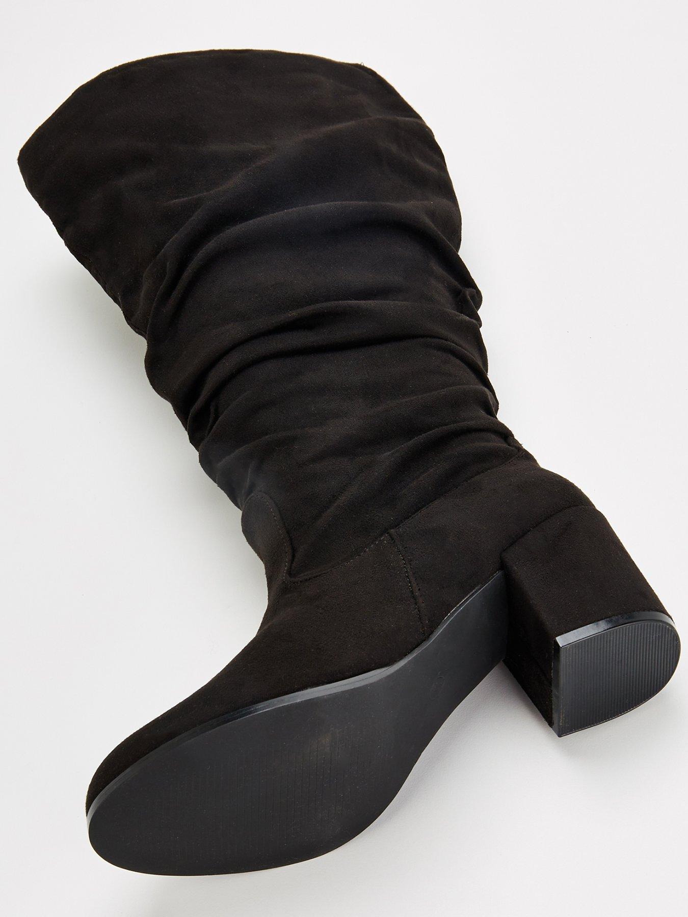 Image 5 of 7 of V by Very Wide Fit Knee High Slouch Boot With Wider Fitting Calf - Black