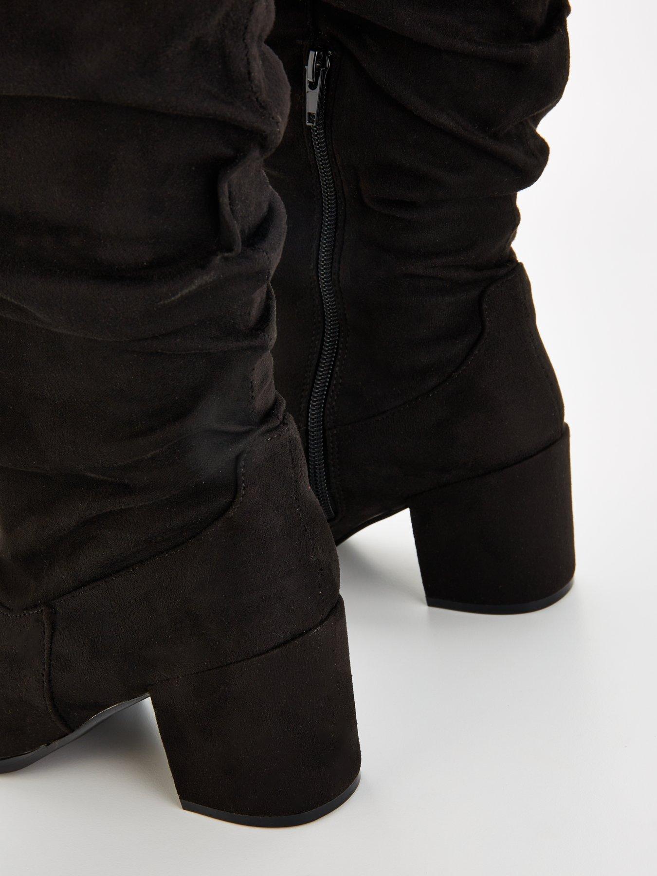 Image 7 of 7 of V by Very Wide Fit Knee High Slouch Boot With Wider Fitting Calf - Black