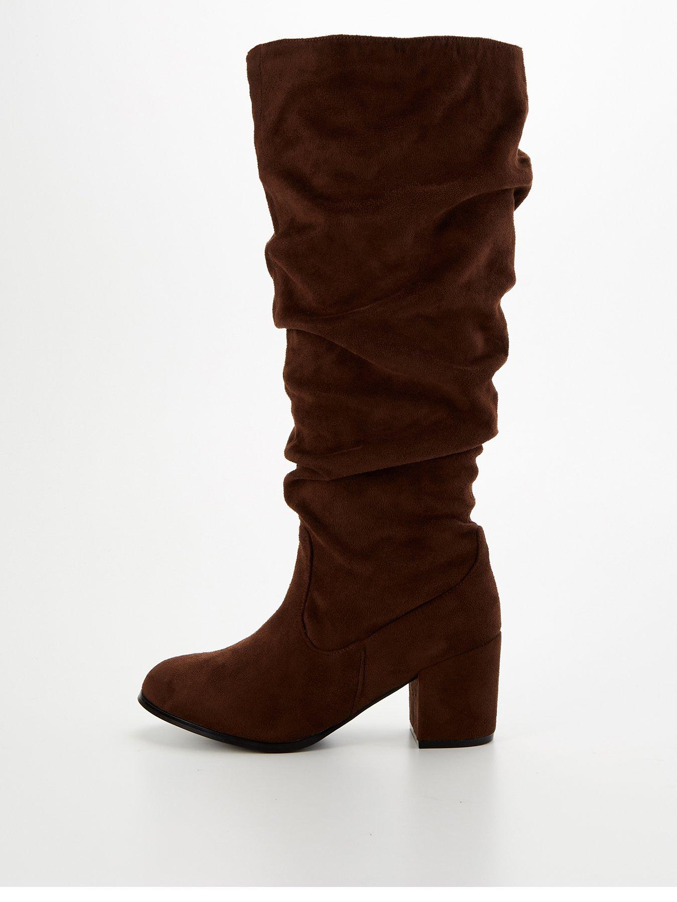 Image of V by Very Wide Fit Knee High Slouch Boot With Wider Fitting Calf - Brown