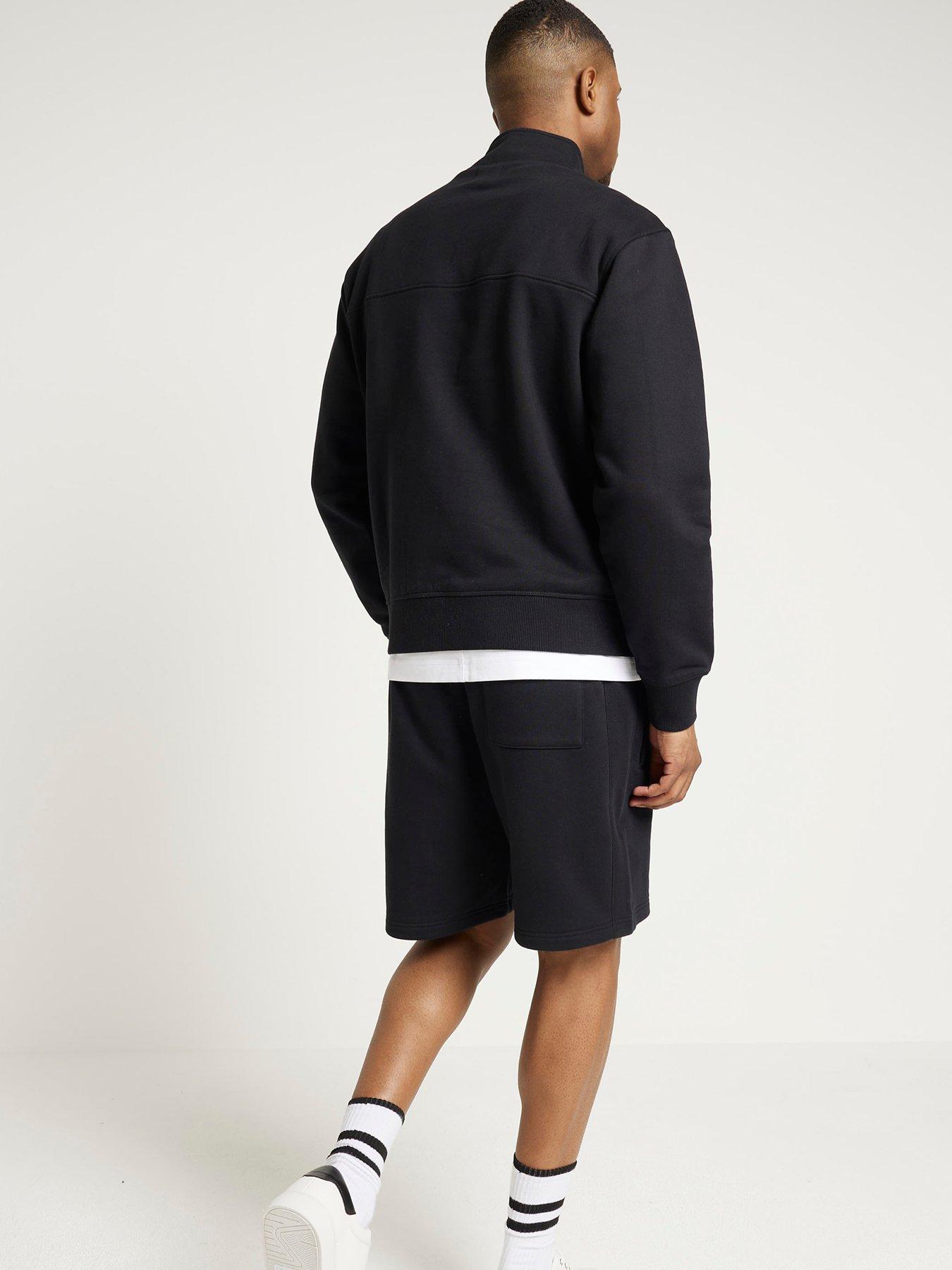 river-island-river-island-essential-loopback-14-zip-sweat-blackstillFront