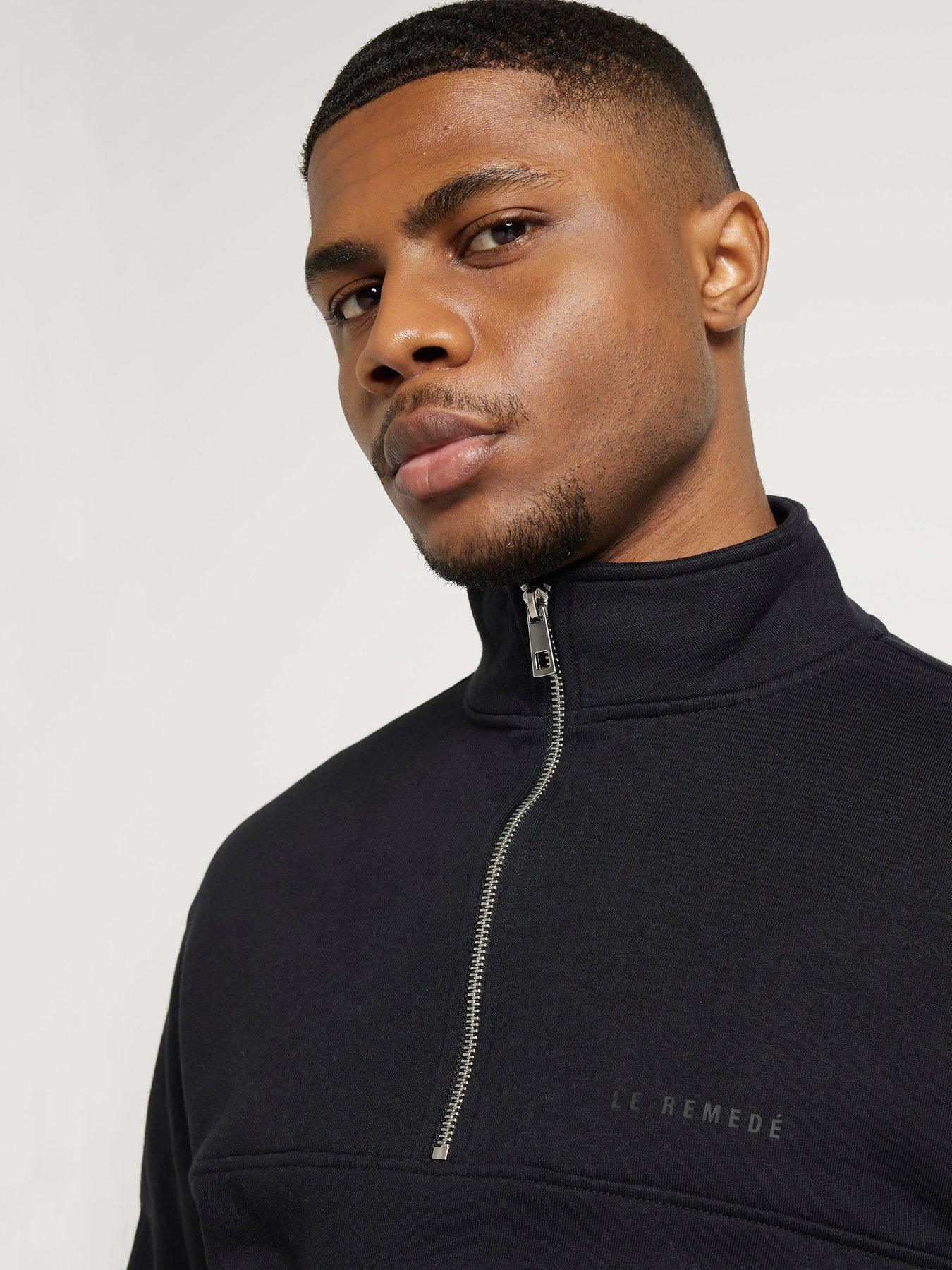 river-island-river-island-essential-loopback-14-zip-sweat-blackdetail