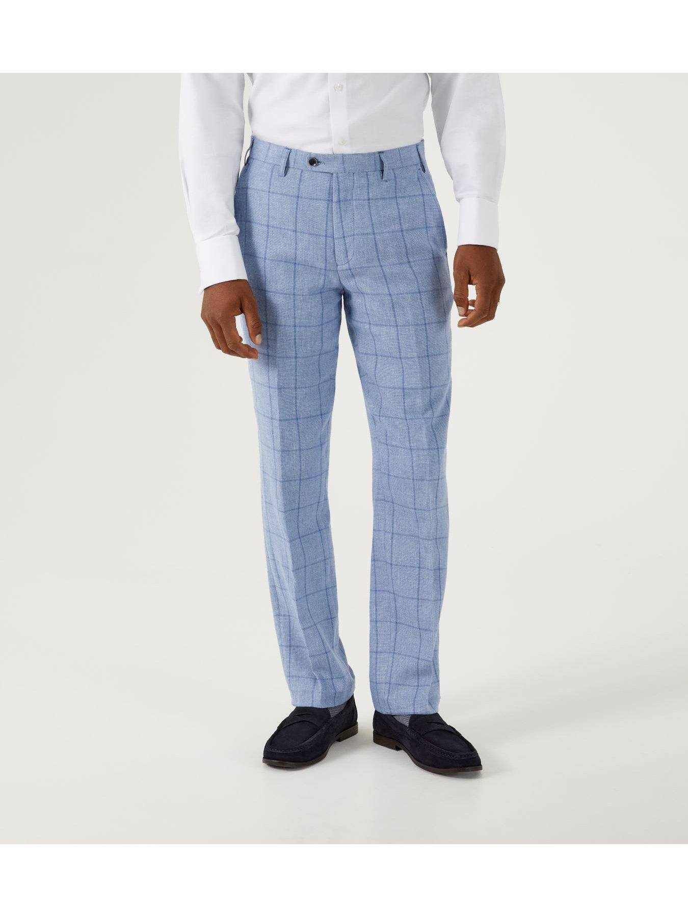 Image of Skopes Skopes Dudley Check Tailored Suit Trousers - Light Blue