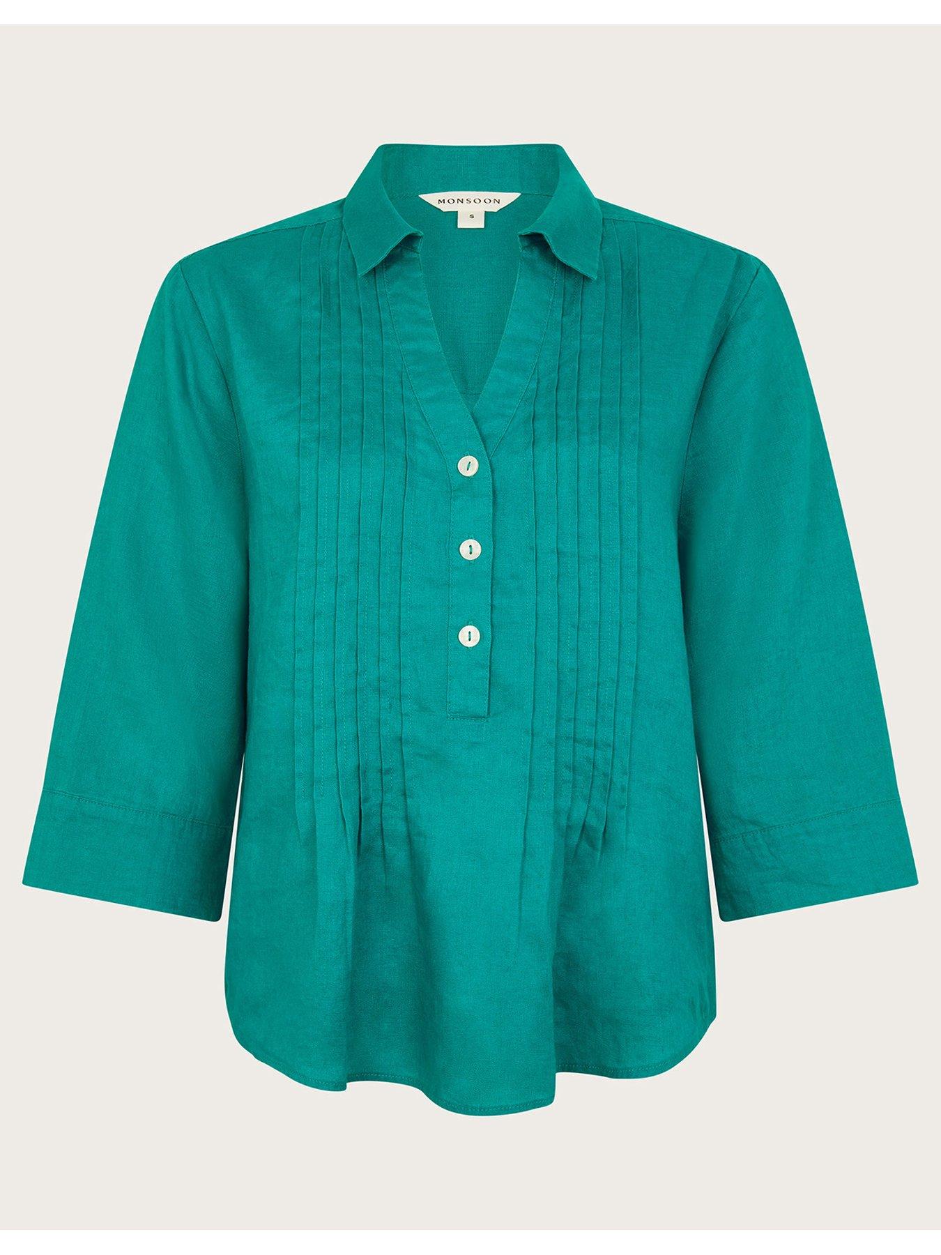 monsoon-elsie-pintuck-blouse-tealdetail