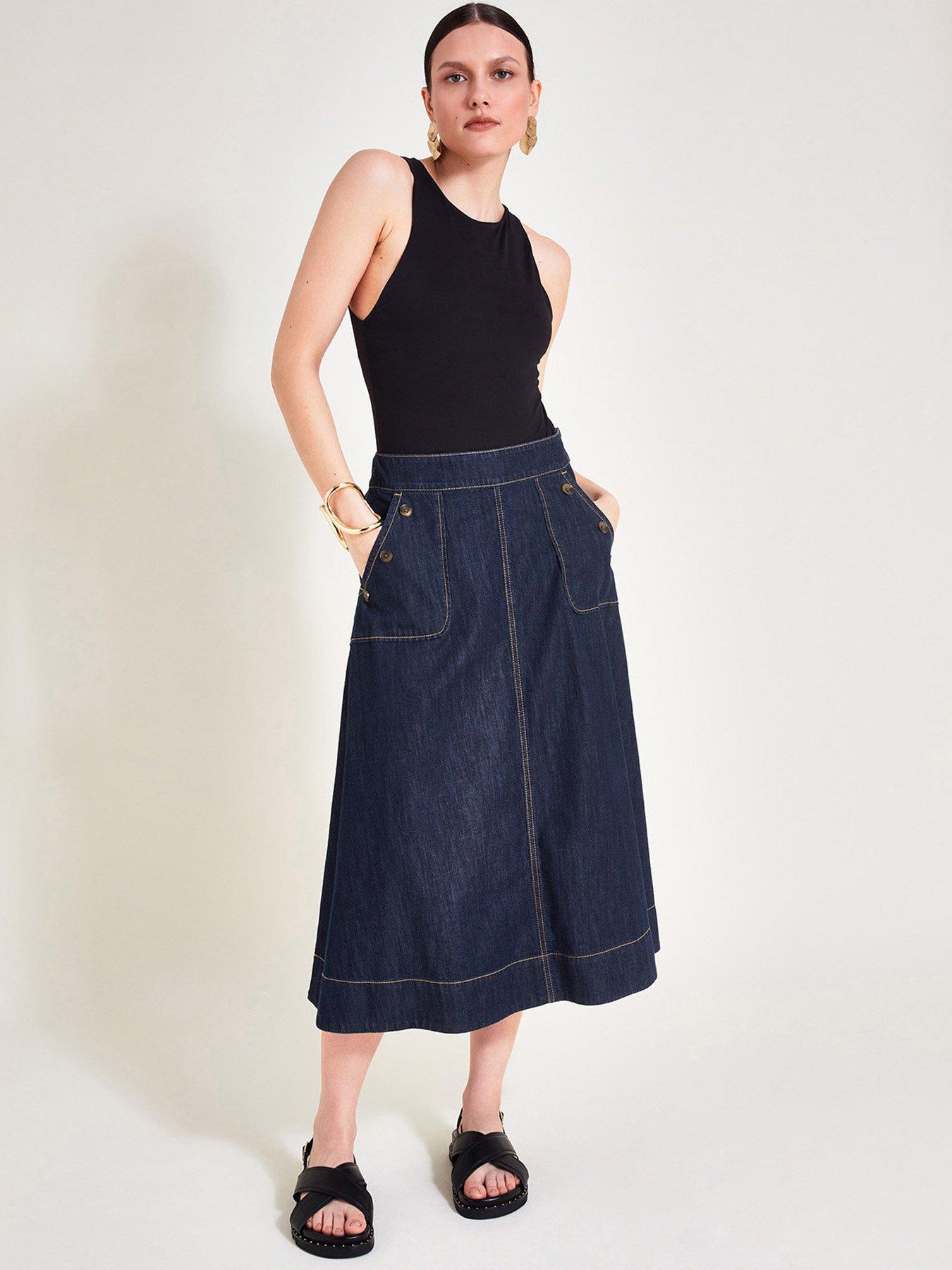 Image 1 of 5 of Monsoon Harper Skirt - Blue