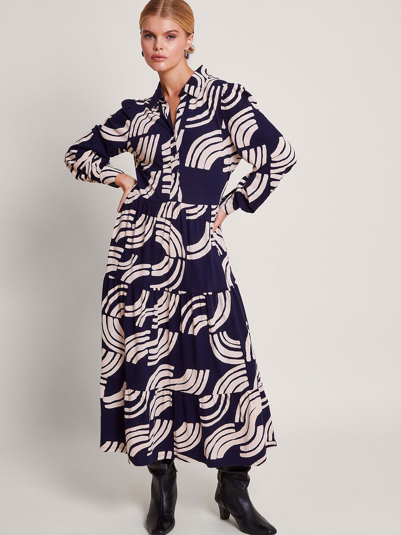 Milana Embellished Shirt Dress in Sustainable Viscose Blue, Evening Dresses