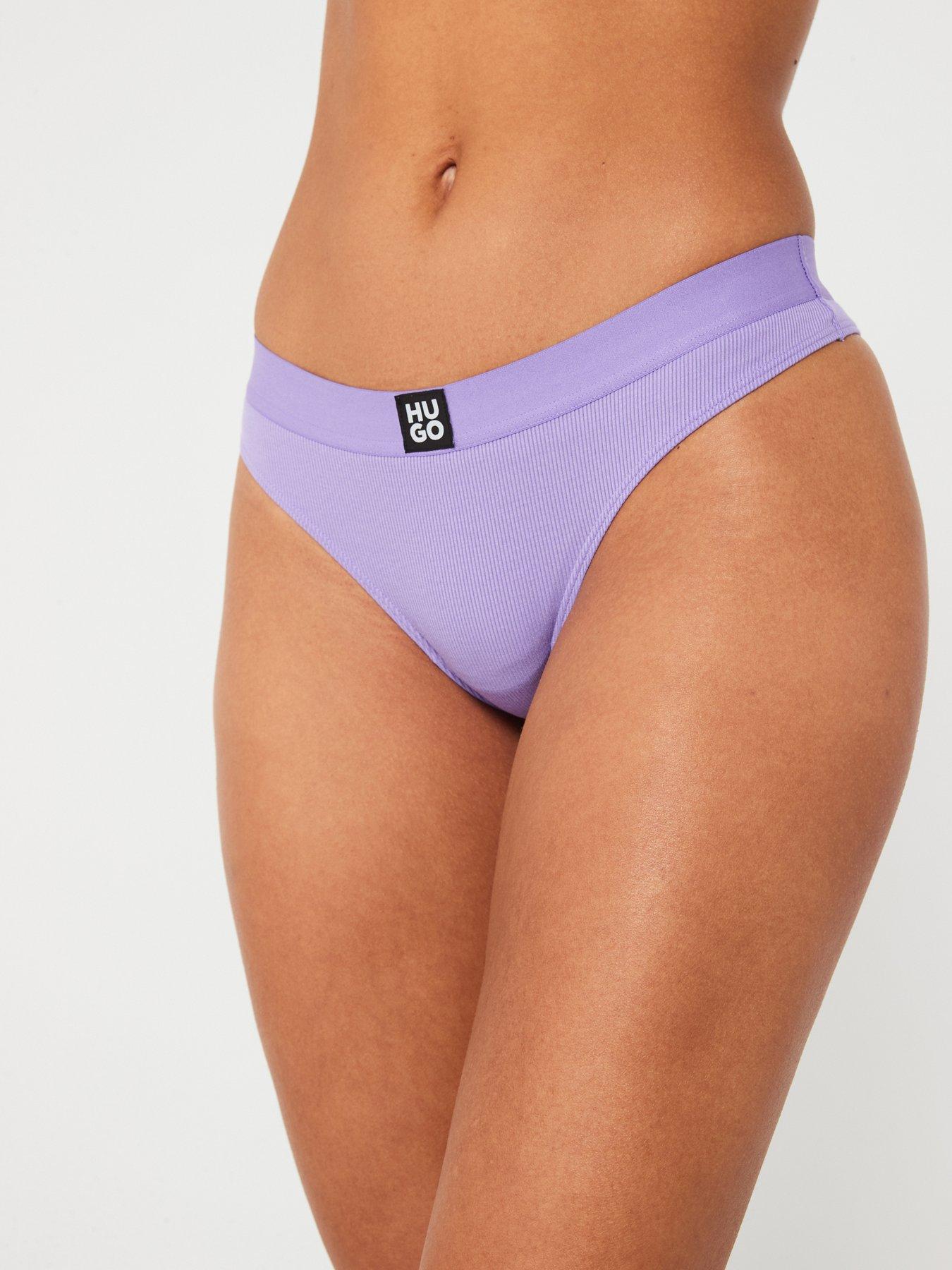 hugo-ribbed-logo-thong-purple