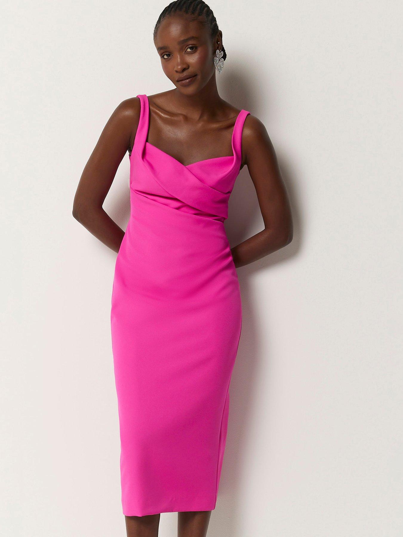 river-island-ruched-bodycon-dress-bright-pinkback