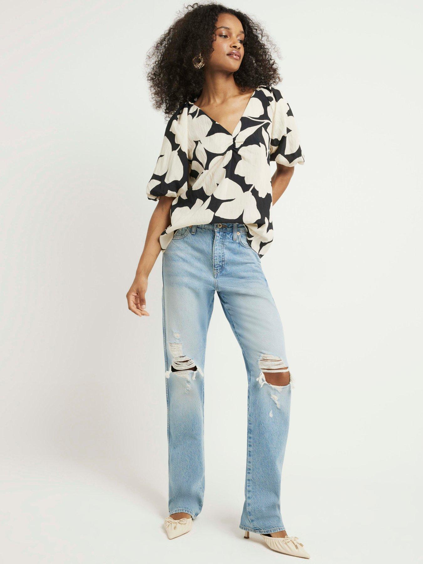 river-island-floral-neck-blouse-black