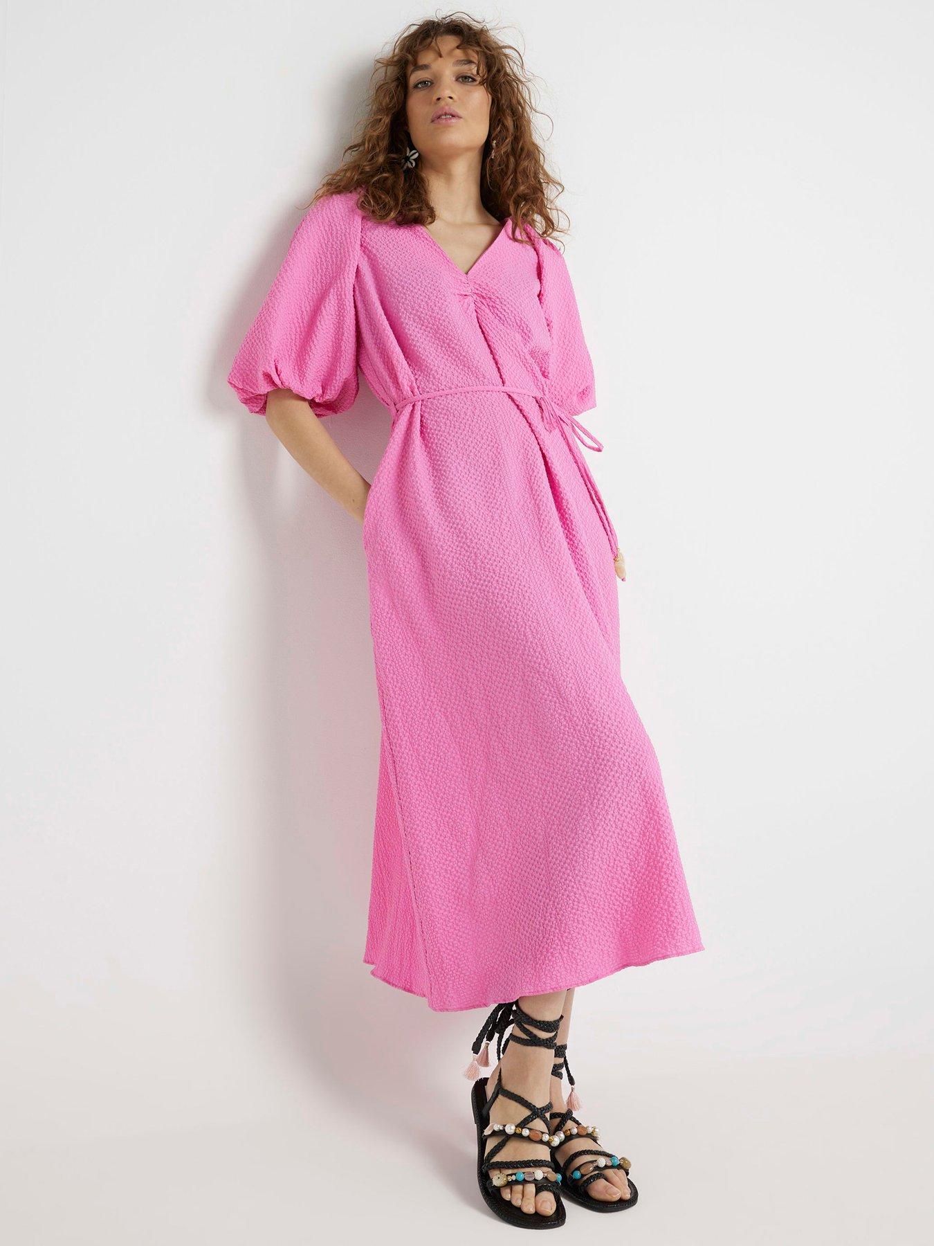 river-island-puff-sleeve-belted-dress-medium-pink