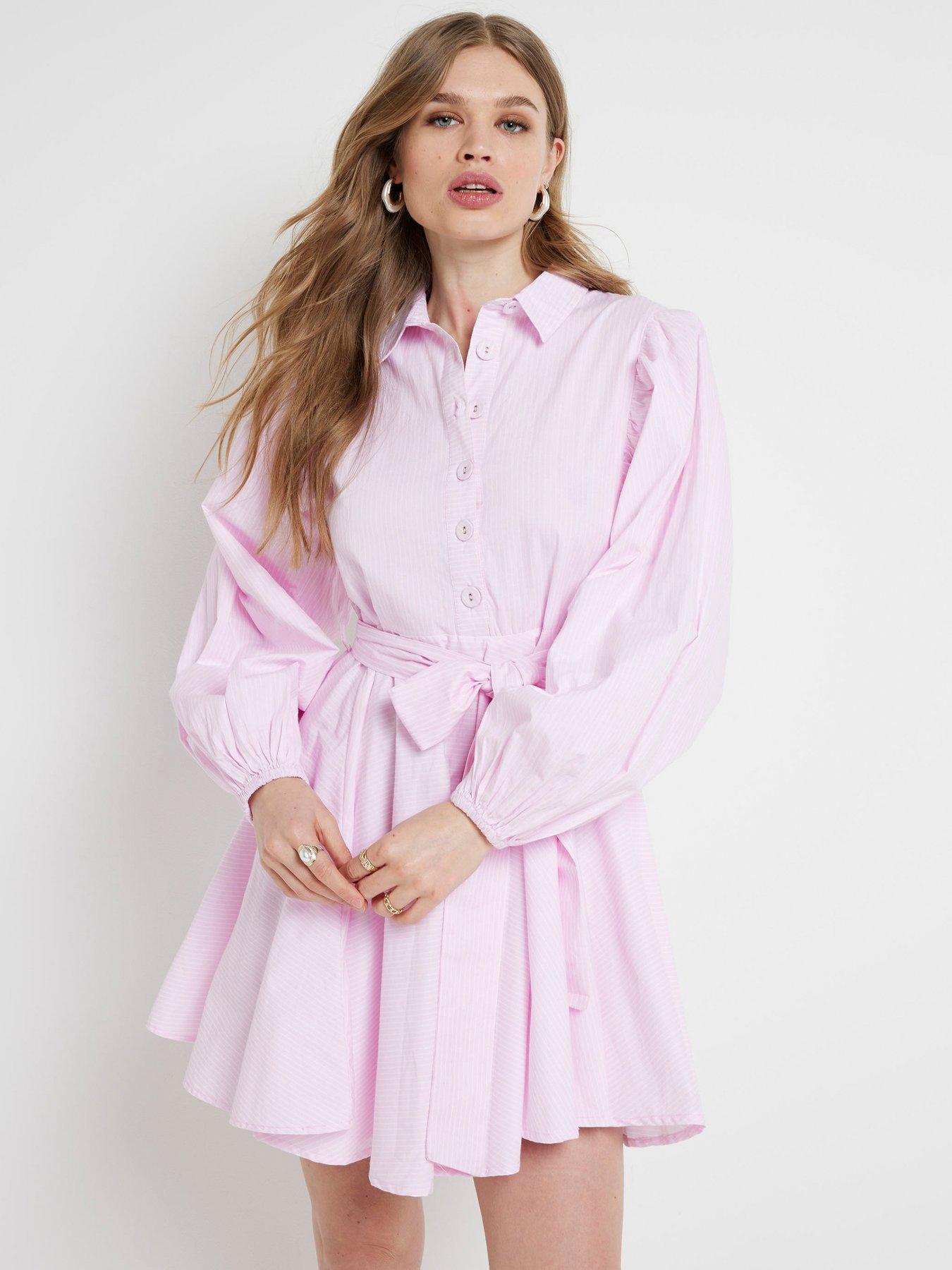 river-island-striped-batwing-shirt-dress-light-pink