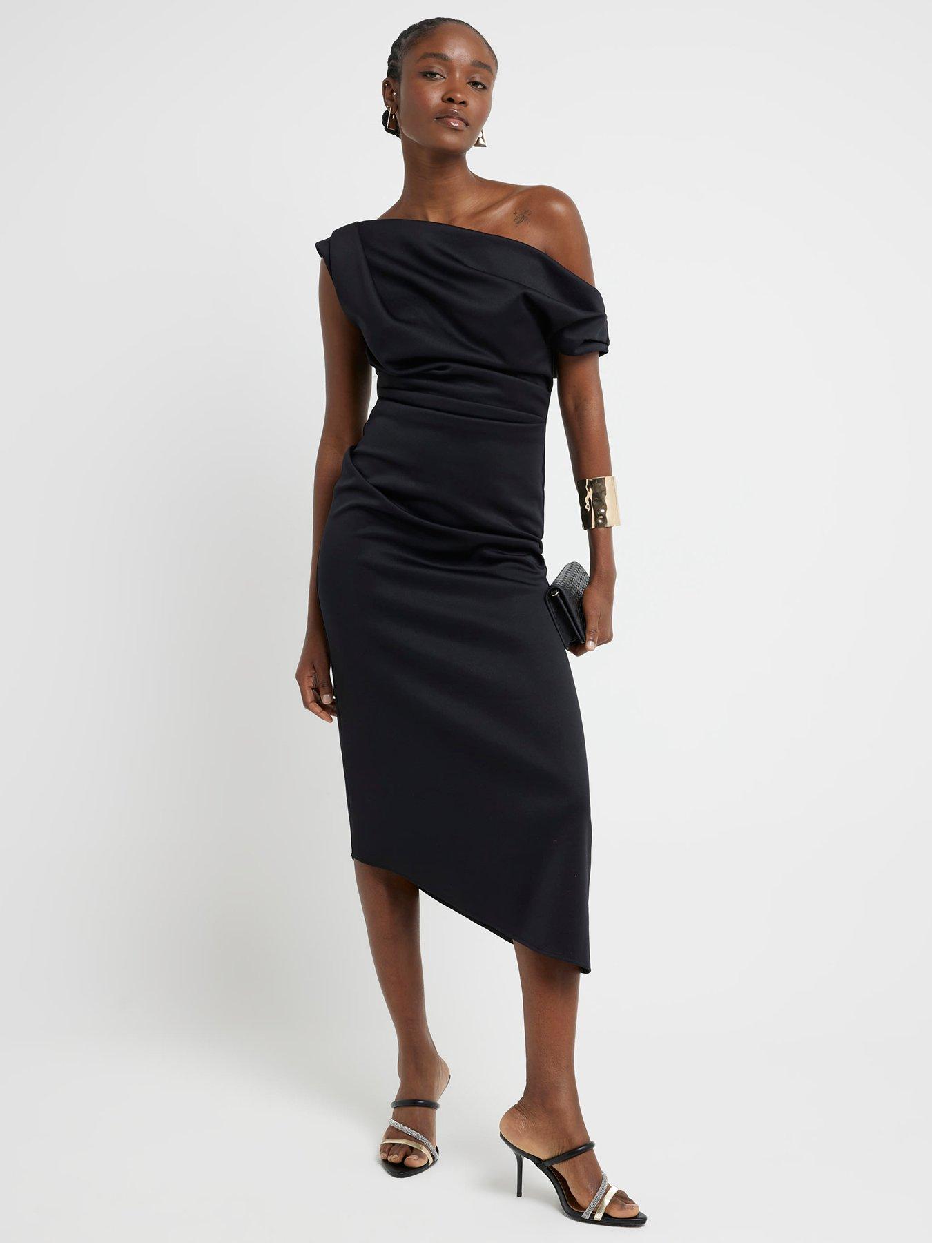 river-island-asymmetric-bodycon-ruched-dress-black