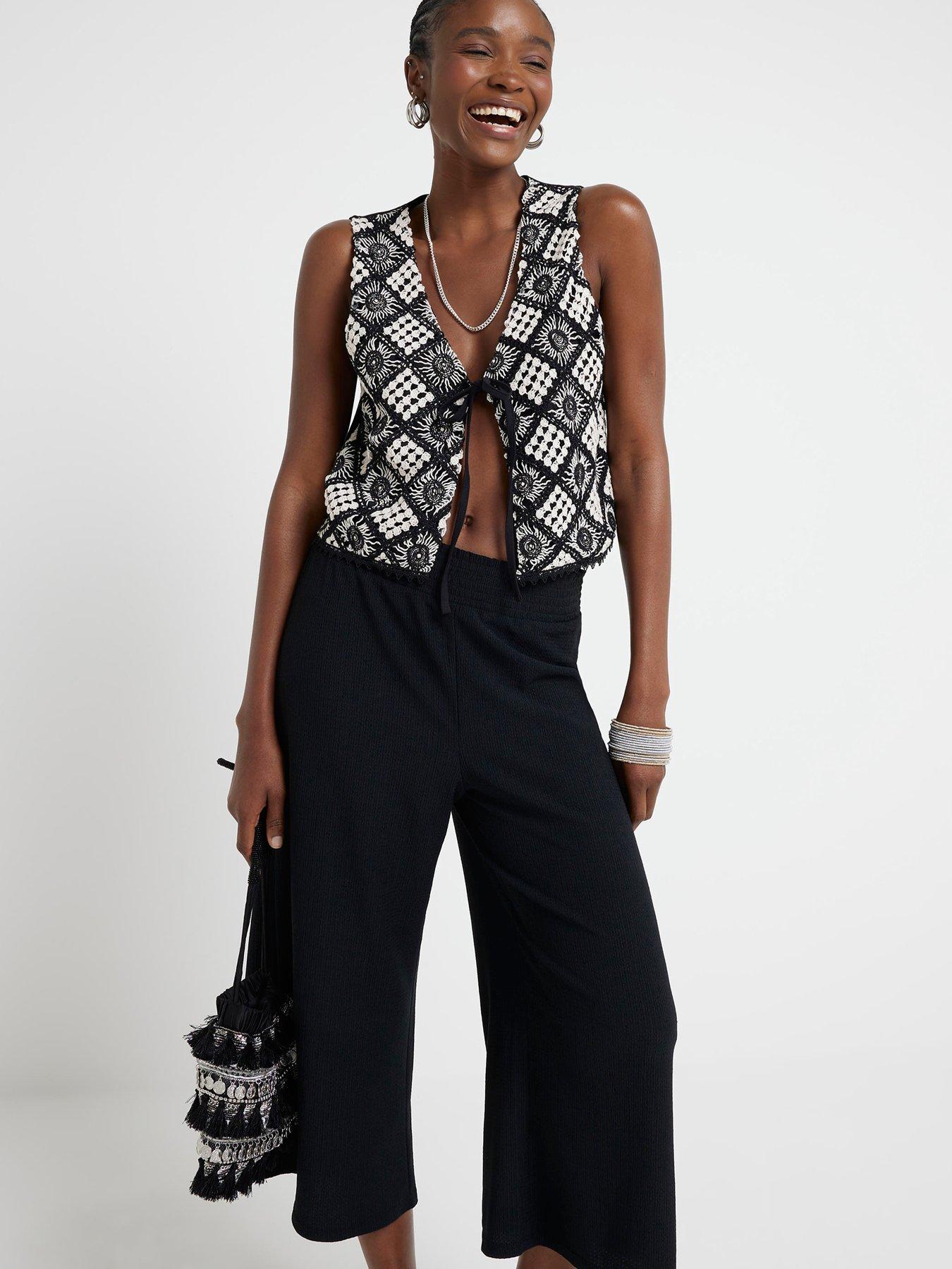 river-island-shirred-waistband-culotte-black