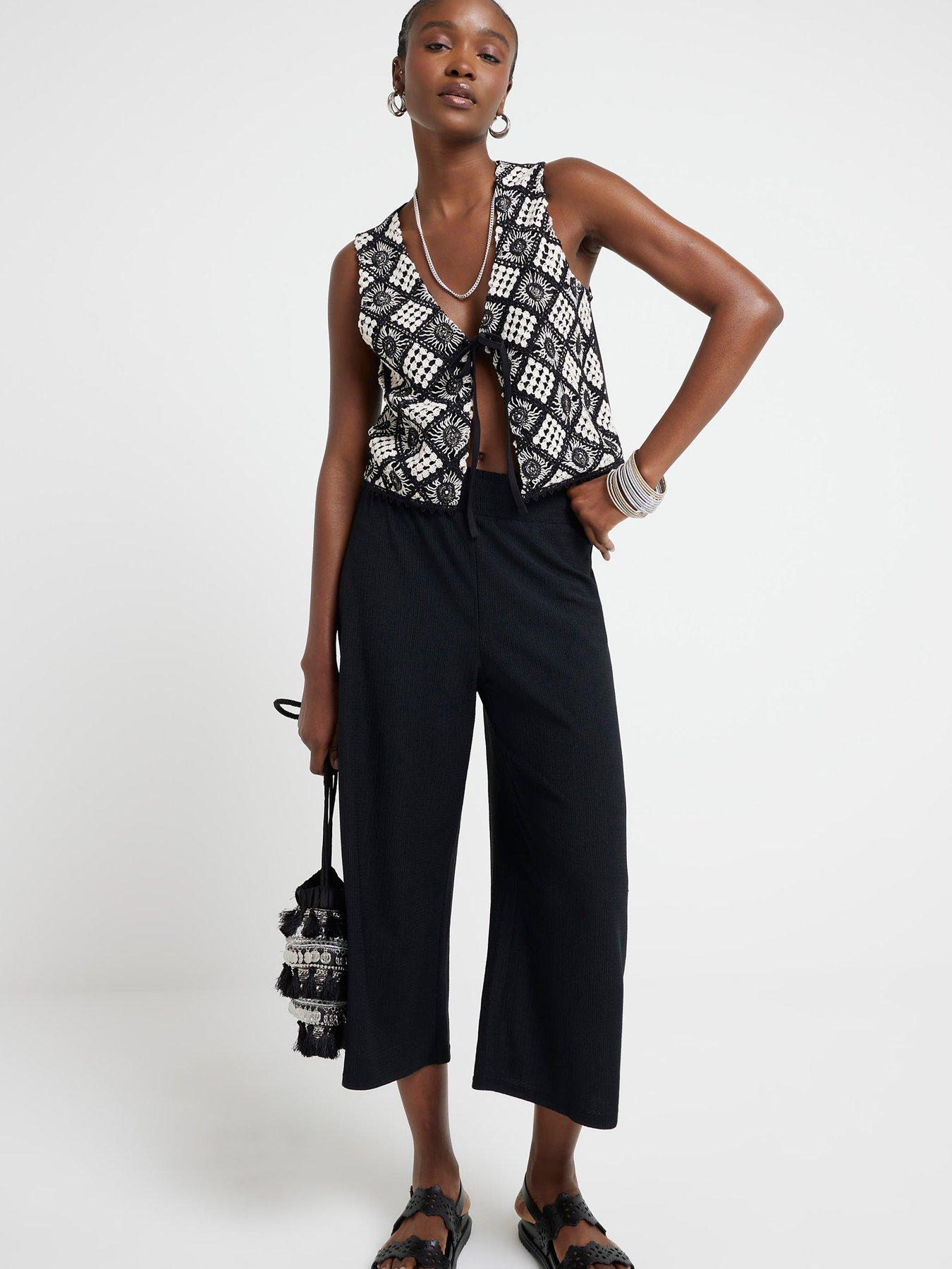 river-island-shirred-waistband-culotte-blackback