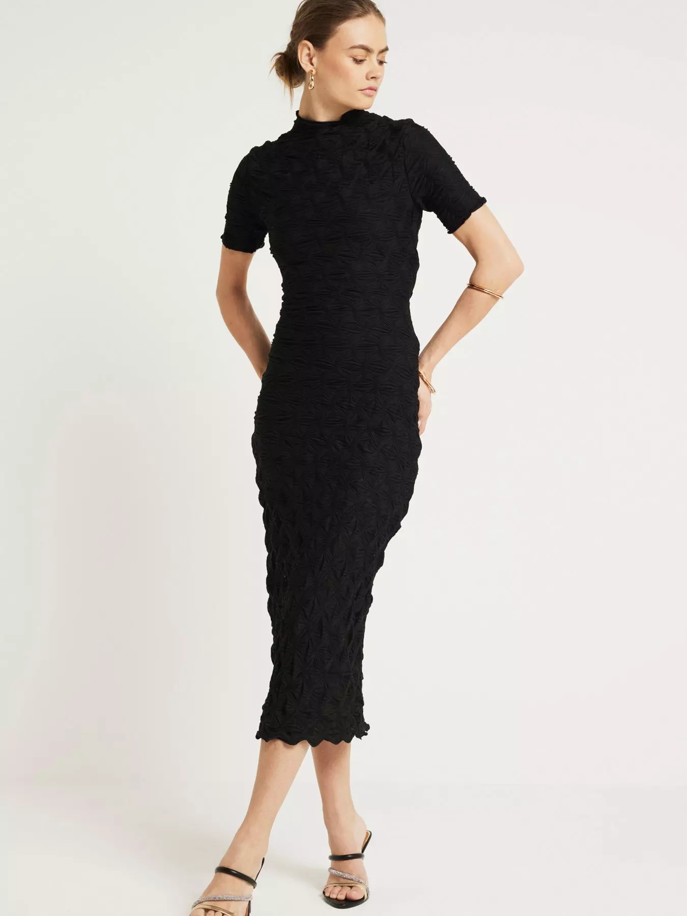 Women's Textured Clean Column Midi Dress
