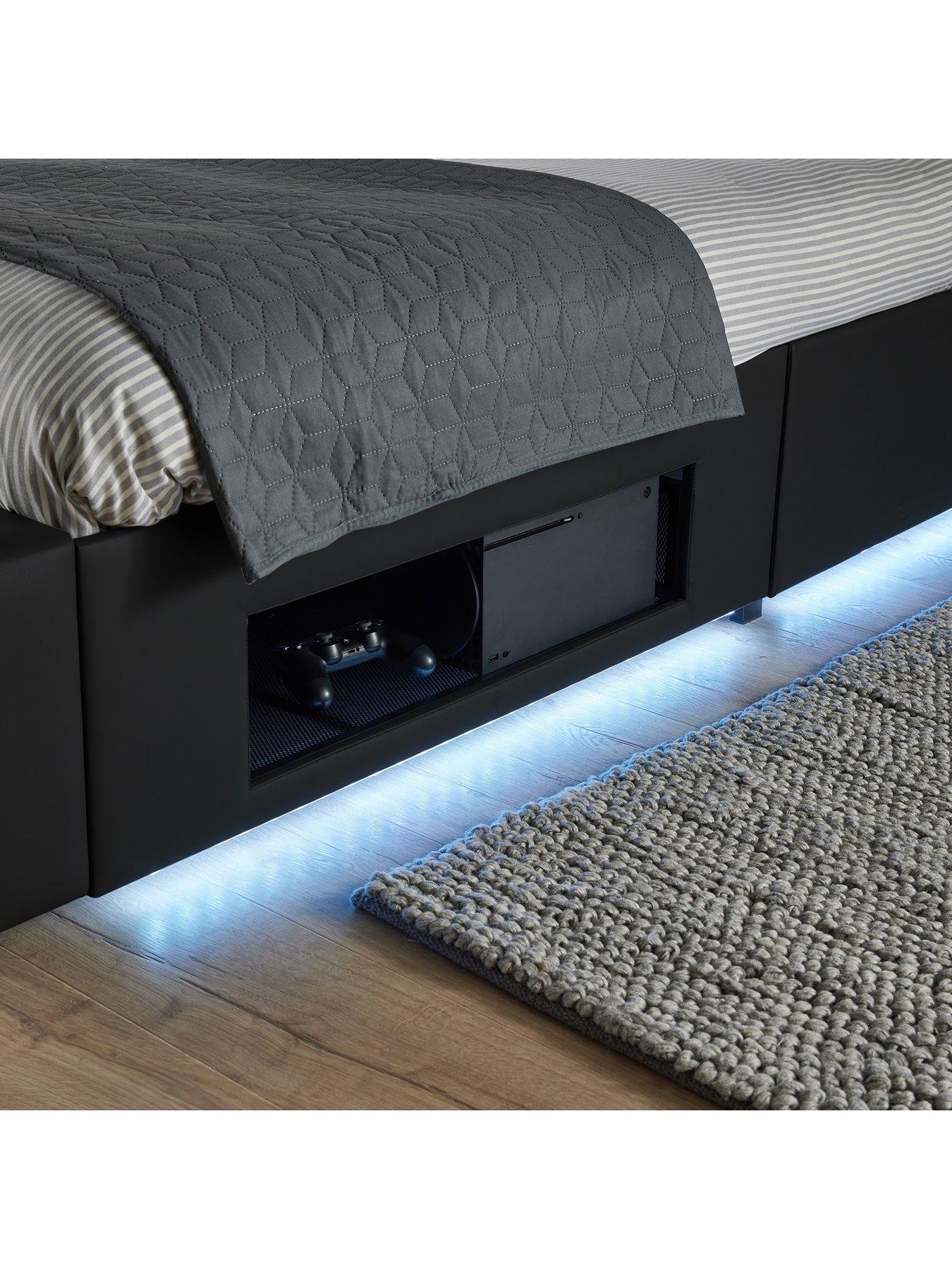 xr-living-ava-faux-leather-king-sizenbsptv-bed-frame-with-underbed-led-lighting-fits-up-to-55-inch-tvnbsp--blackdetail