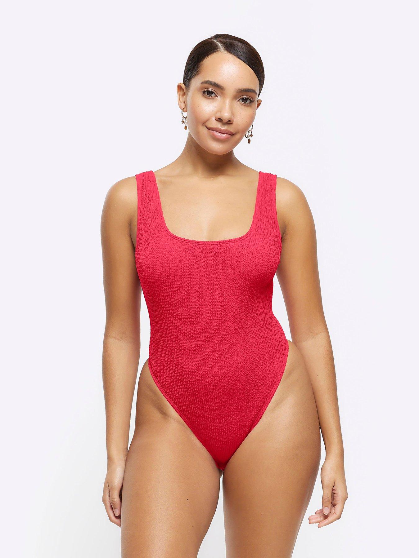 river-island-textured-scoop-swimsuit-red