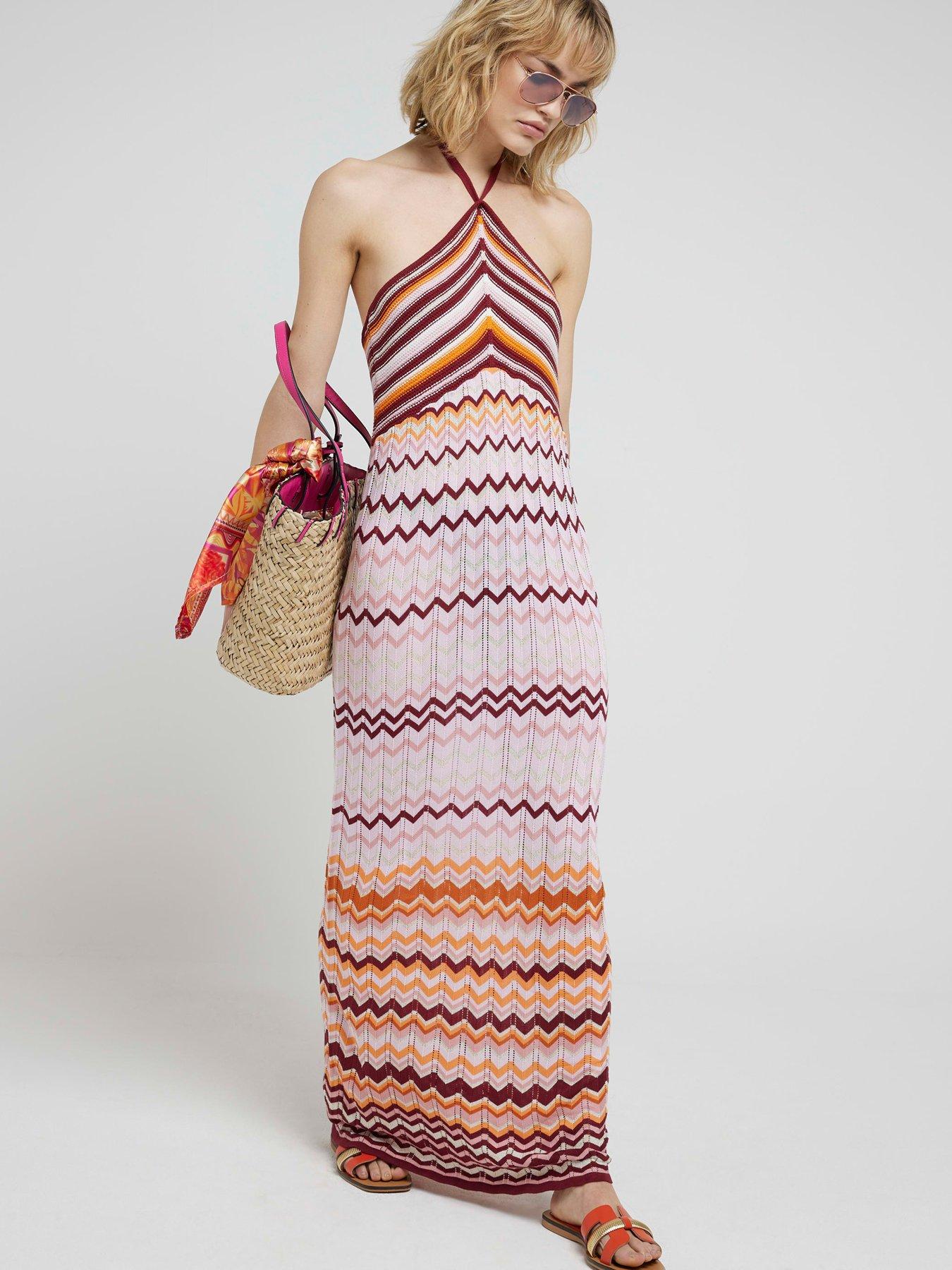 river-island-chevron-dress-dark-pink