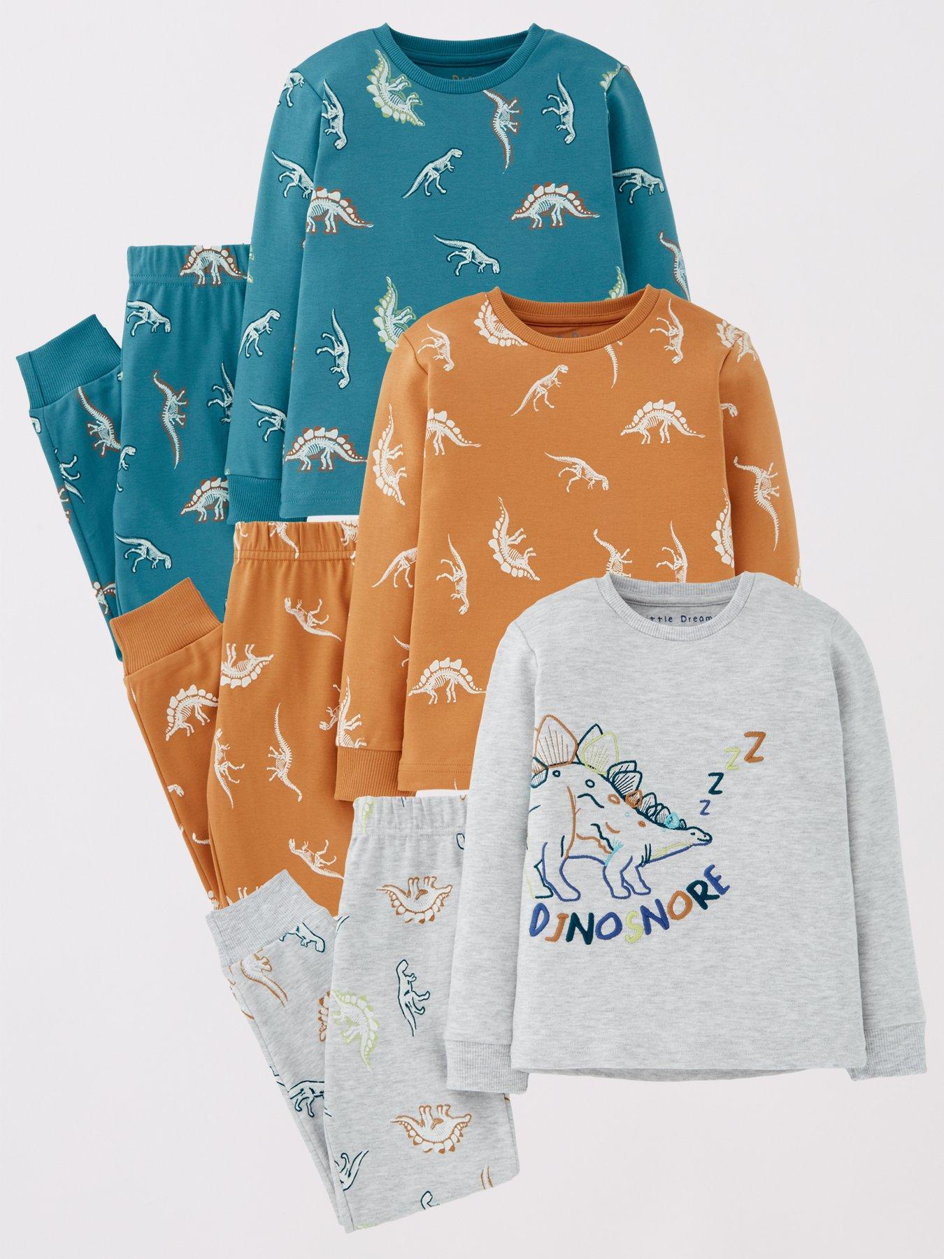 mini-v-by-very-boys-3-pack-long-sleeve-long-length-dinosaur-pyjama-set-multi