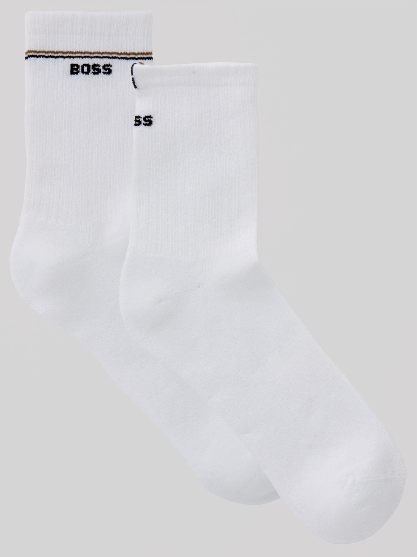 boss-2-pack-iconic-logo-ankle-sock-white