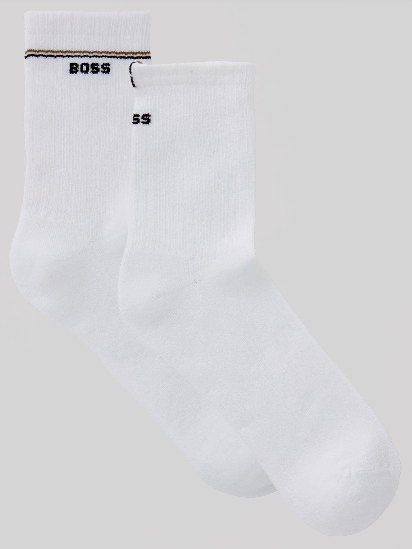 Image of BOSS 2 Pack Iconic Logo Ankle Sock - White