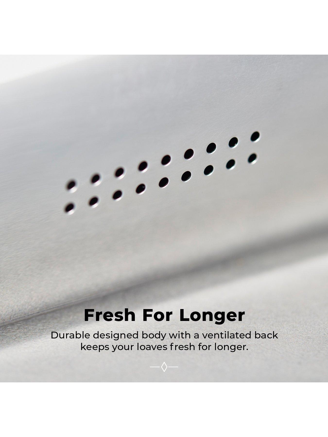 Image 5 of 7 of Tower Solitaire Roll Top Bread Bin &ndash; Silver Stainless Steel Body with a White Lid