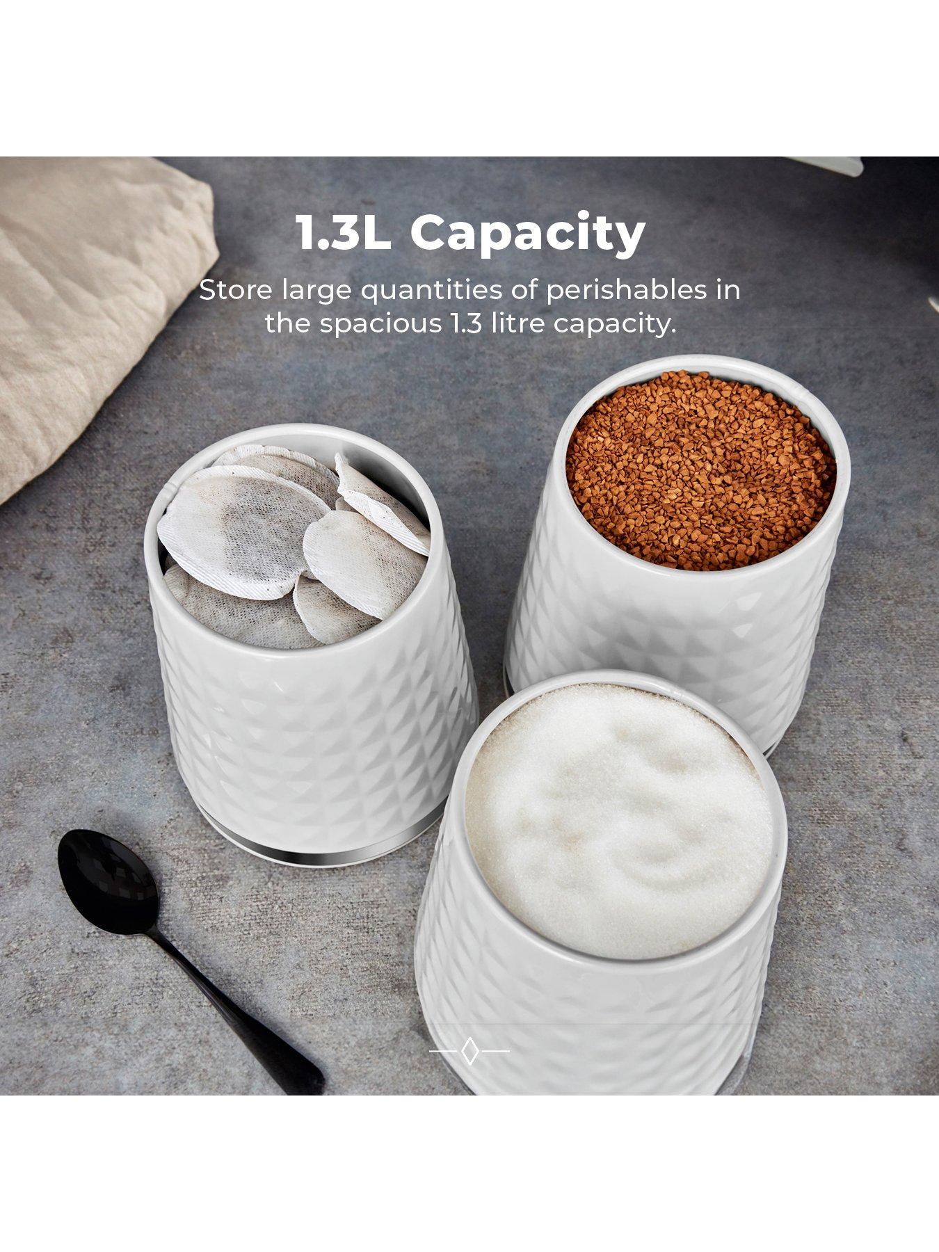 Image 4 of 7 of Tower Solitaire Set of 3 White Storage Canisters