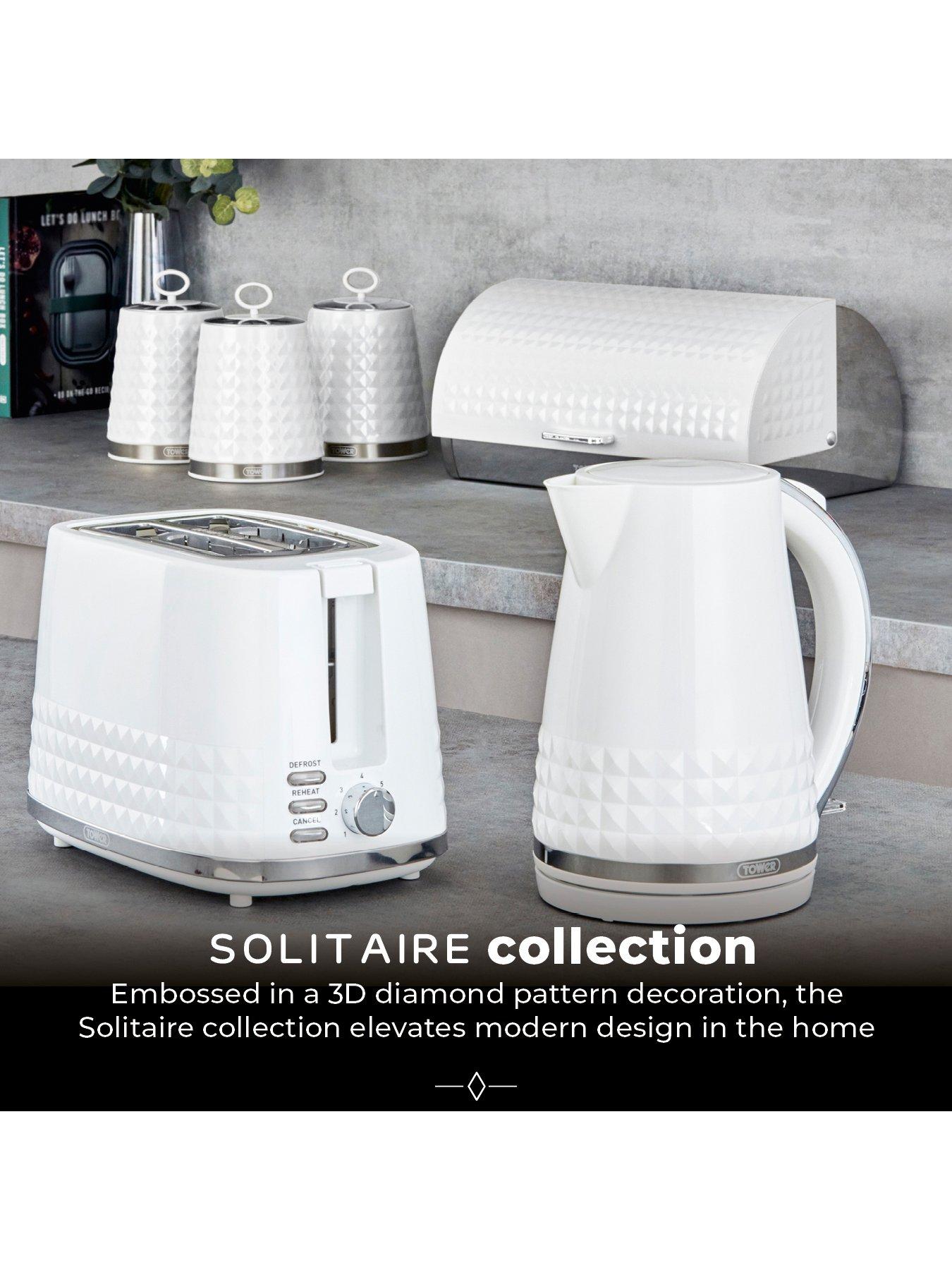 Image 7 of 7 of Tower Solitaire Set of 3 White Storage Canisters