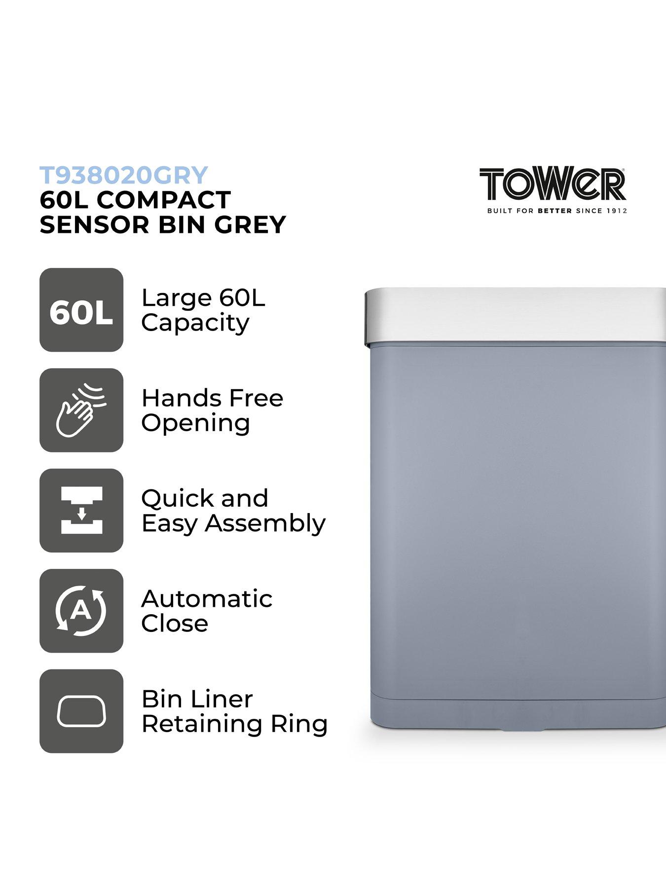 tower-compact-60-litre-sensor-bin-in-greystillFront