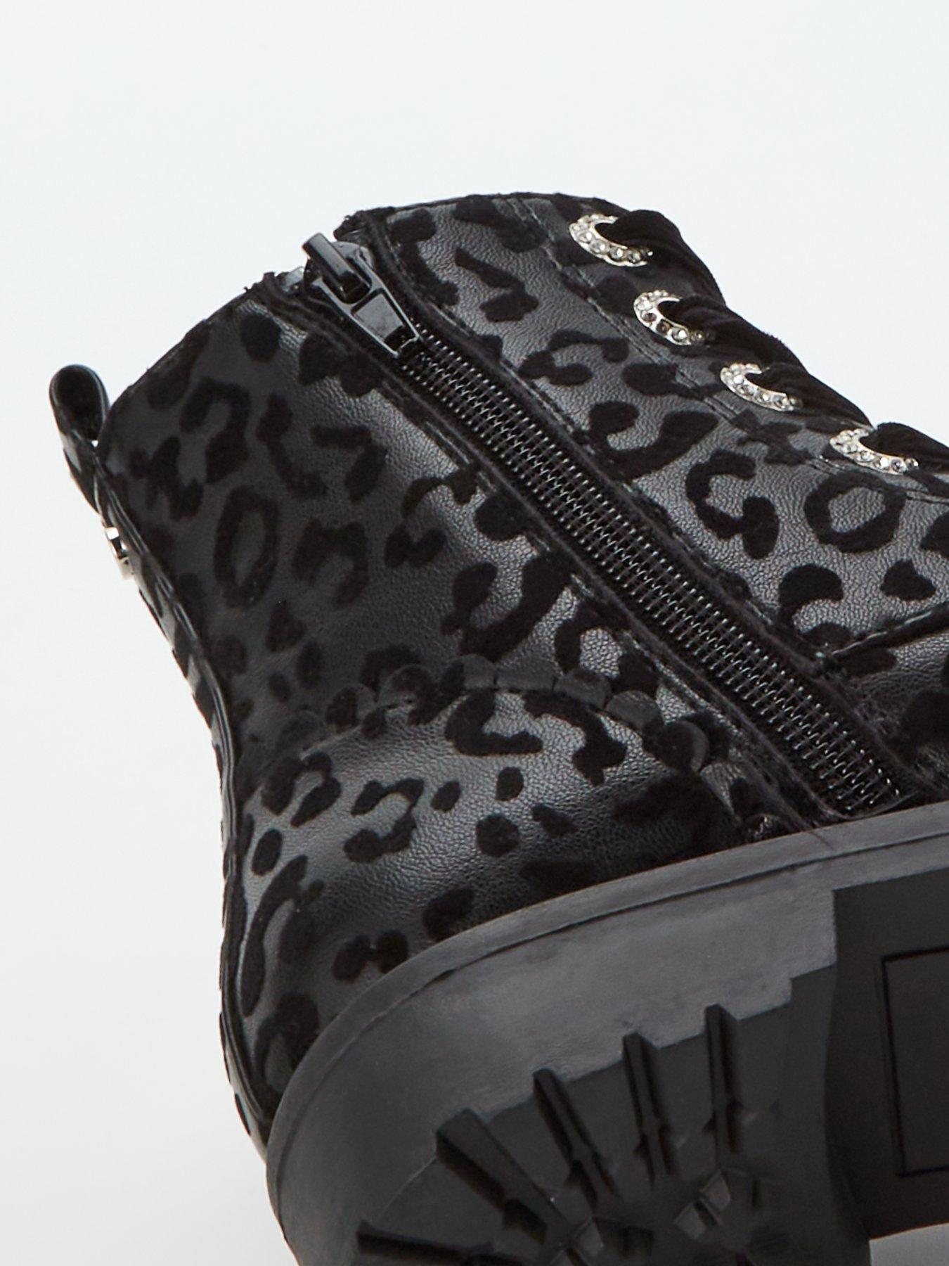 Image 6 of 7 of V by Very Leopard Lace Up Boot - Black