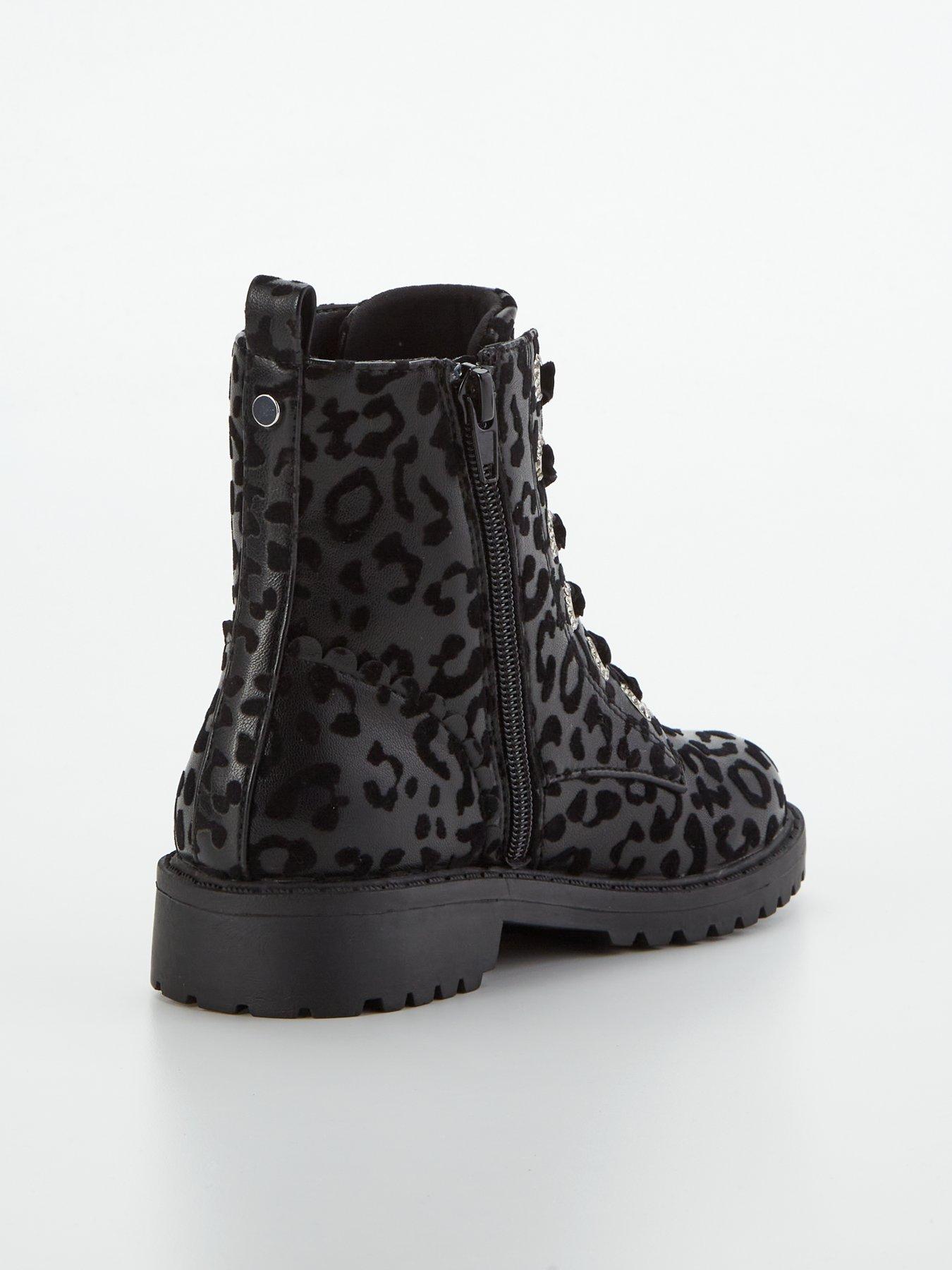 Image 7 of 7 of V by Very Leopard Lace Up Boot - Black