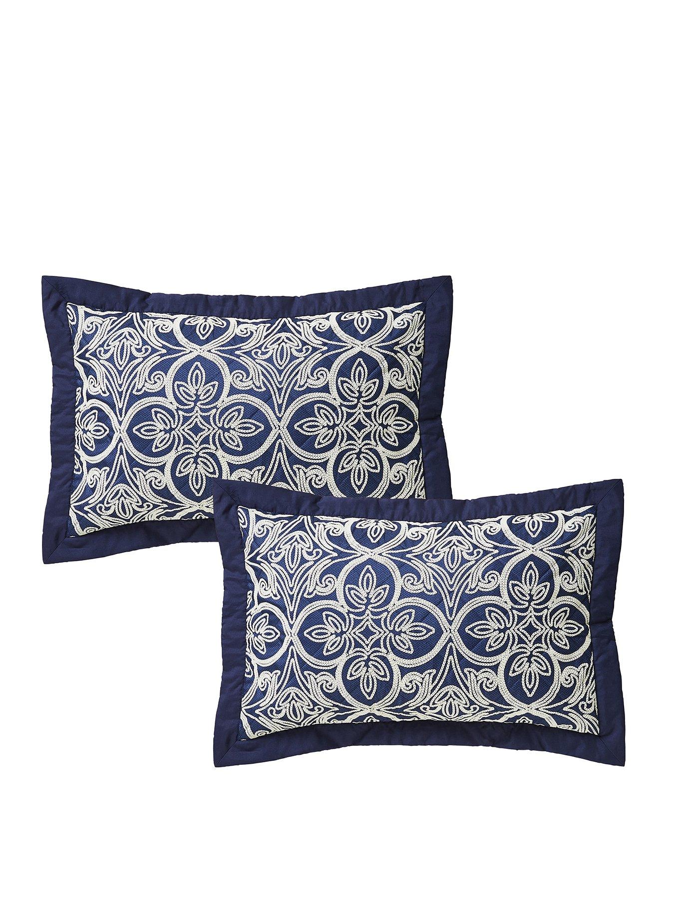 catherine-lansfield-flock-trellis-pillowsham-pair-navystillFront