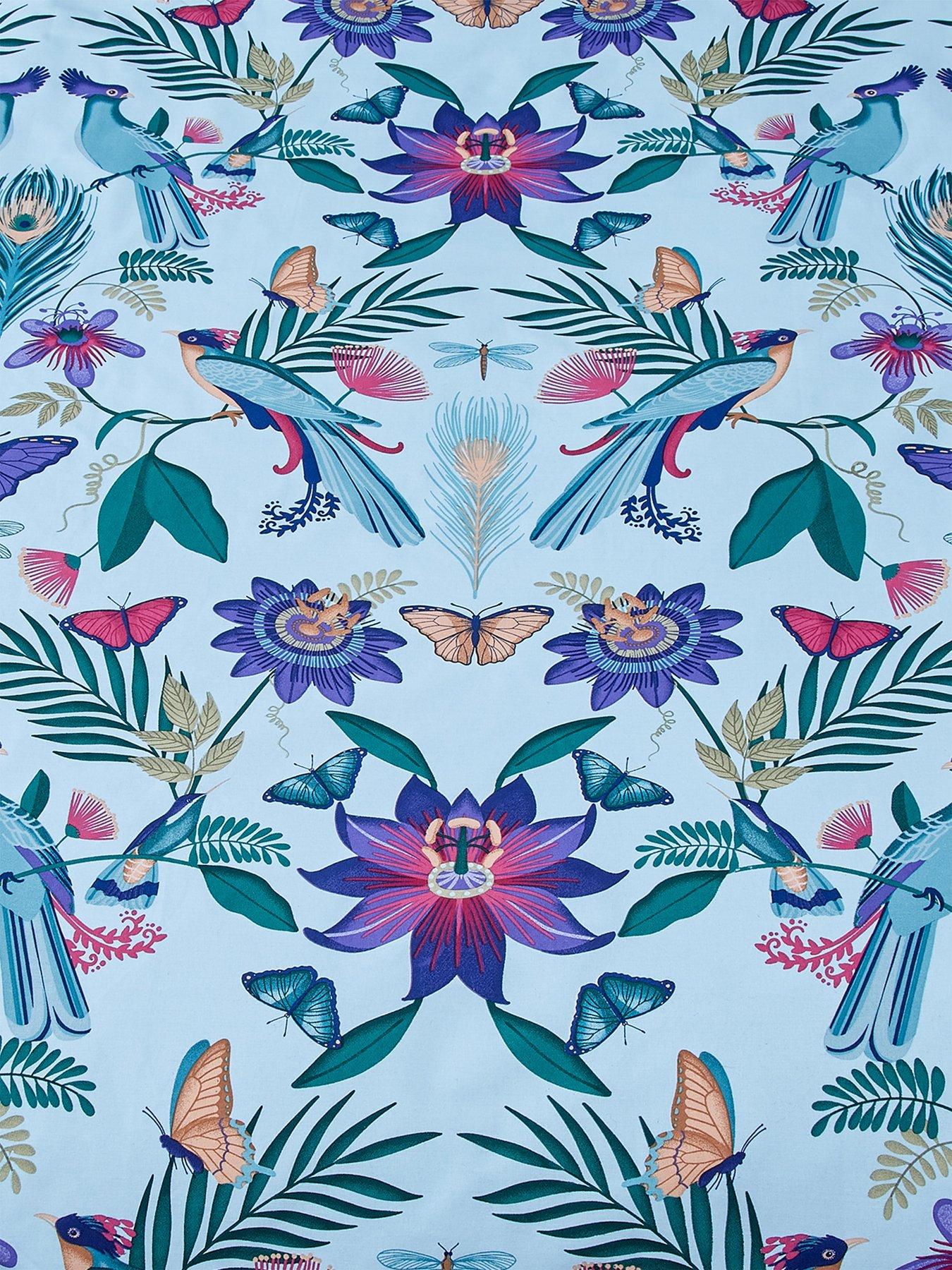 Image 5 of 6 of Catherine Lansfield Mya Tropical Birds Duvet Cover Set - Duck Egg Blue