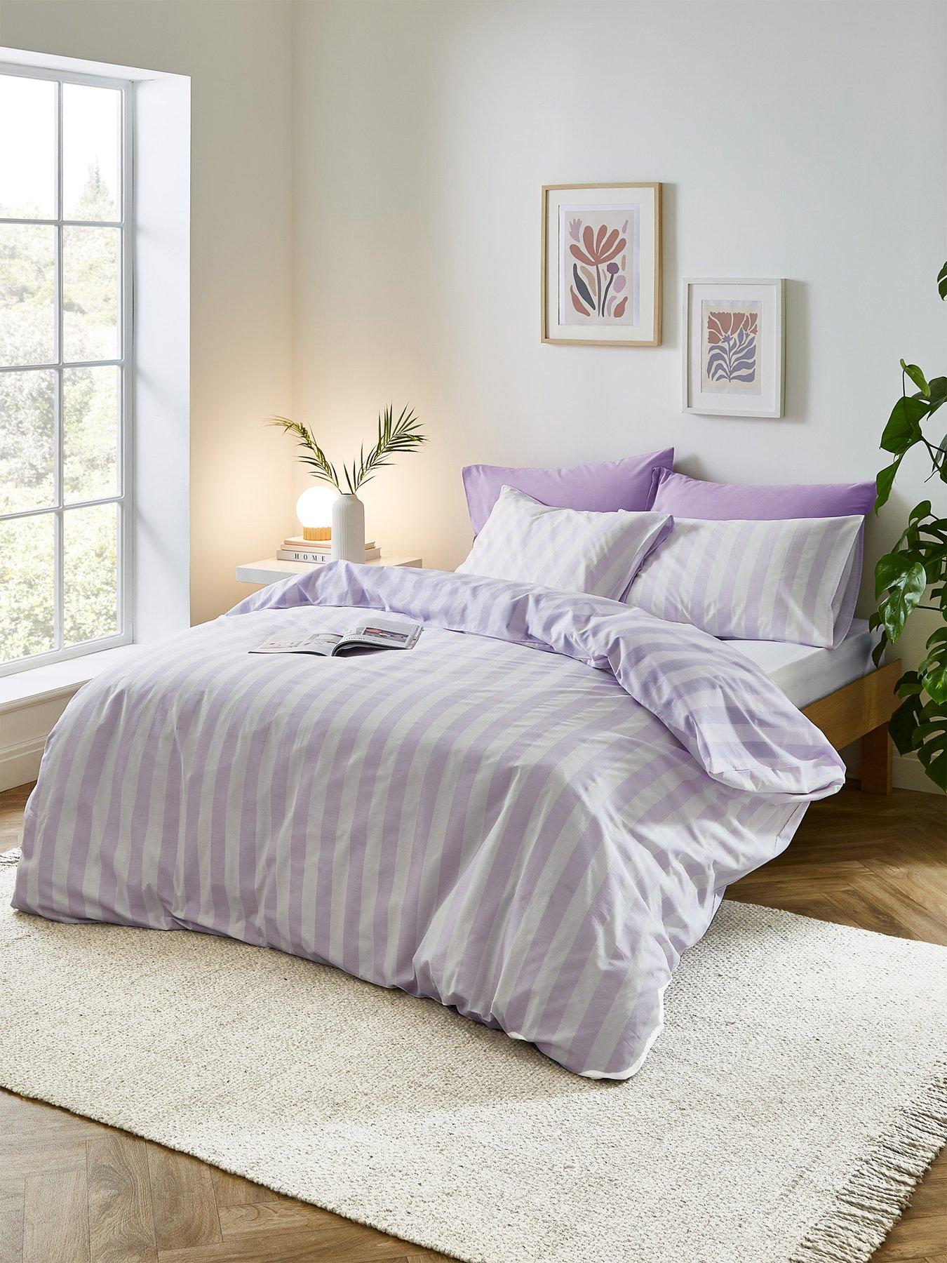 Image 1 of 6 of Sassy B Stripe Tease Duvet Cover Set - Lilac
