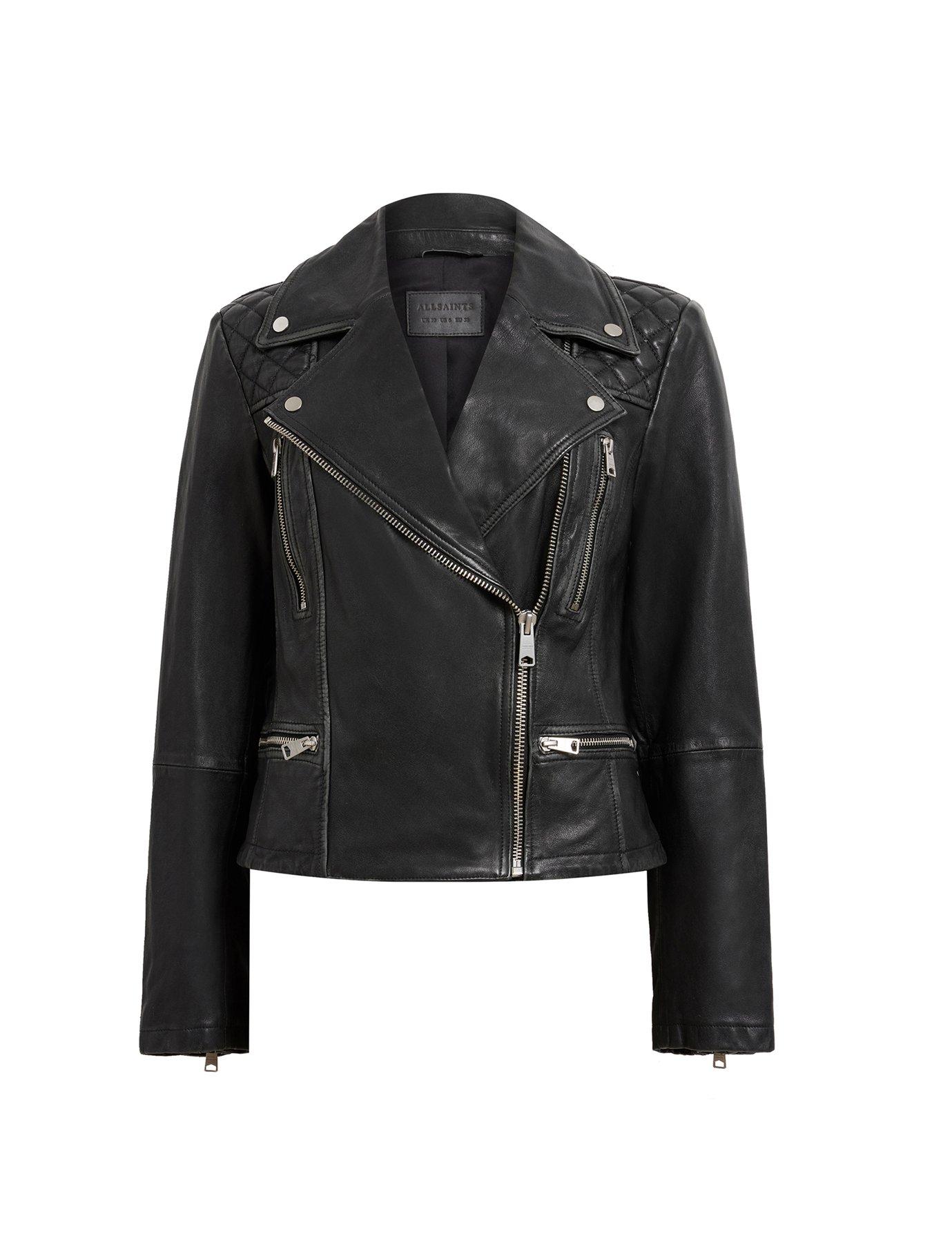 Image 6 of 6 of AllSaints Relaxed Fit&nbsp;Cargo Leather Biker Jacket - Black