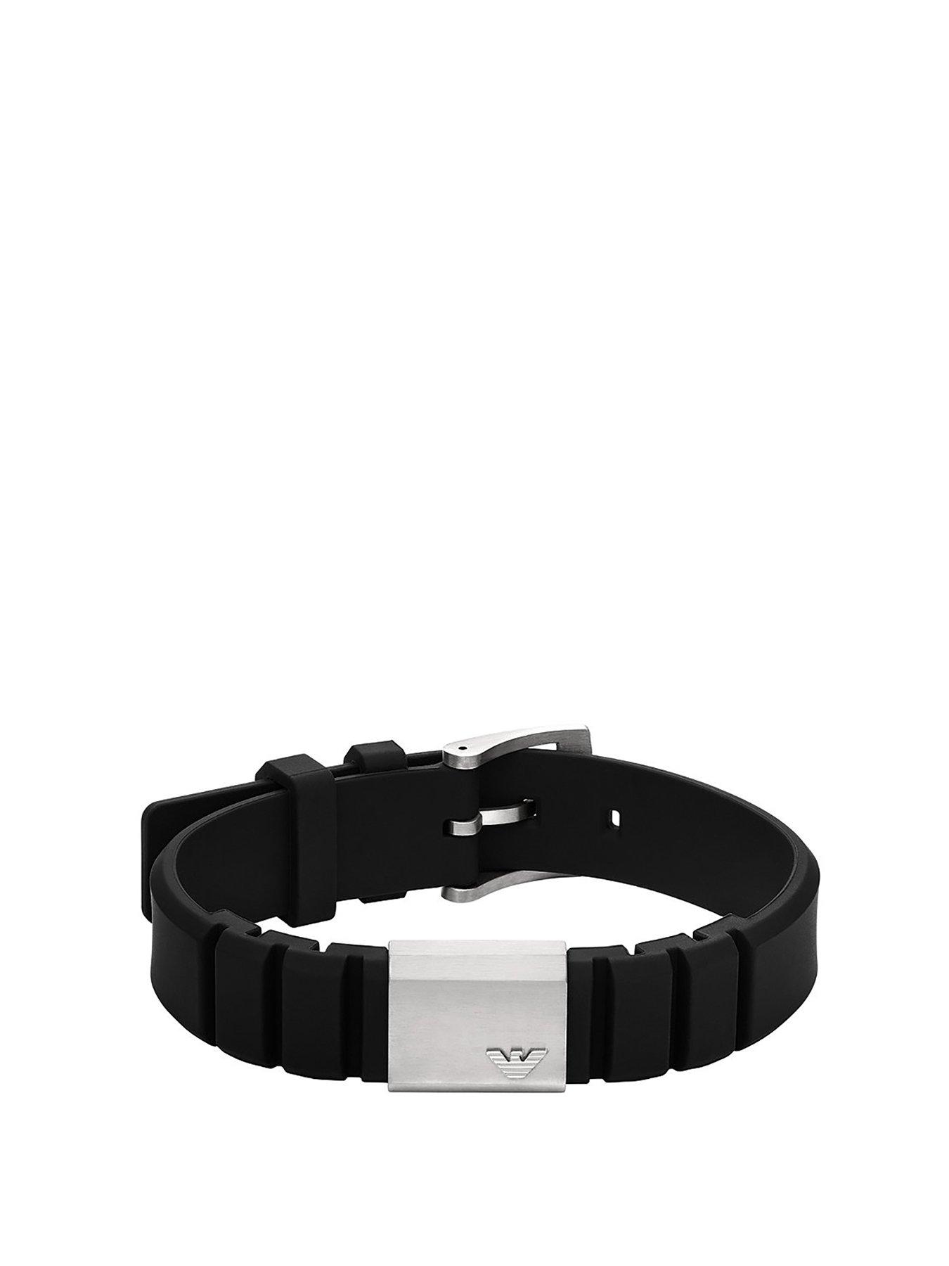 Emporio Armani Emporio Armani Black Silicone and Stainless Steel ID Bracelet