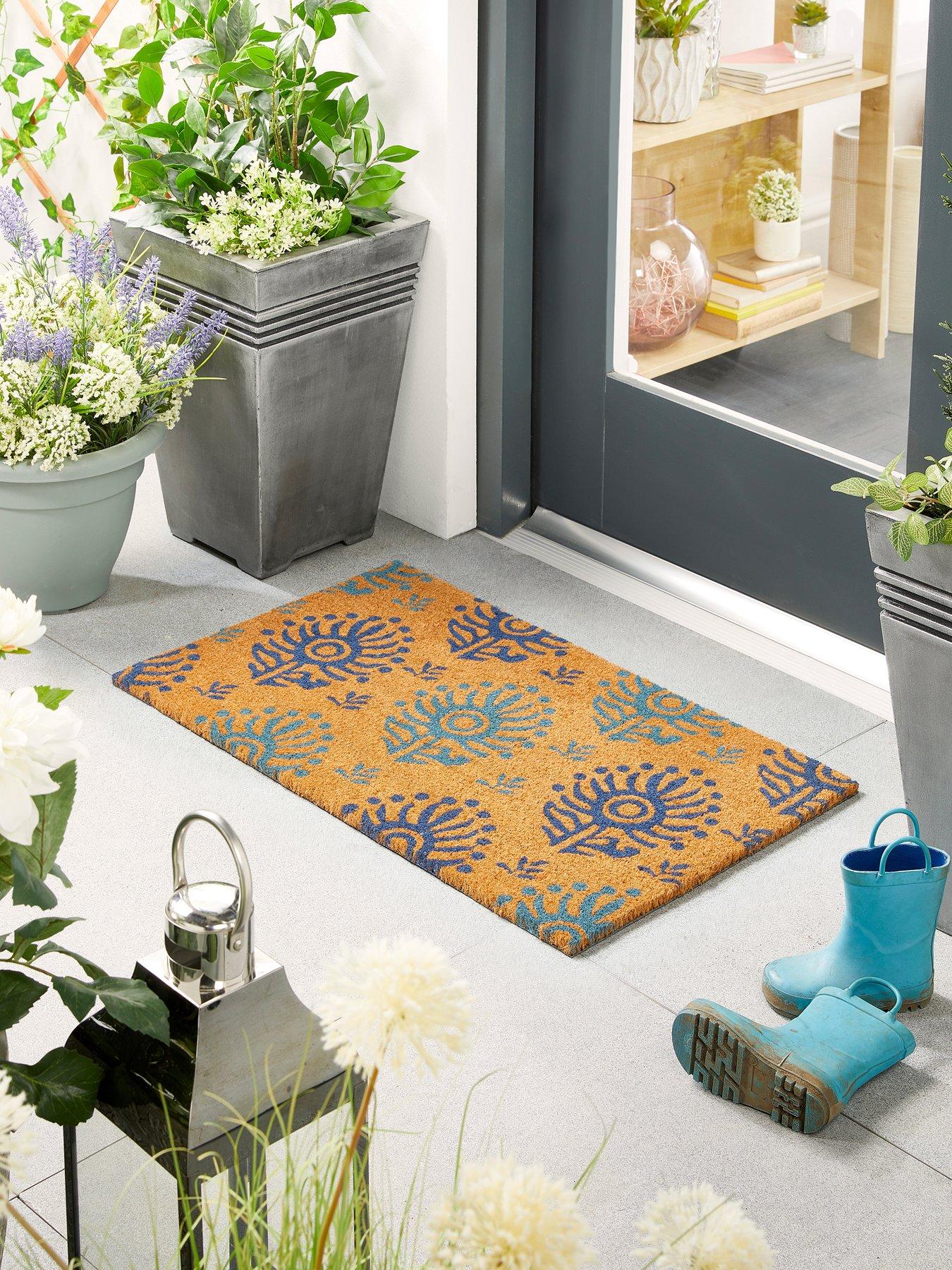 very-home-ikat-blues-coir-doormat