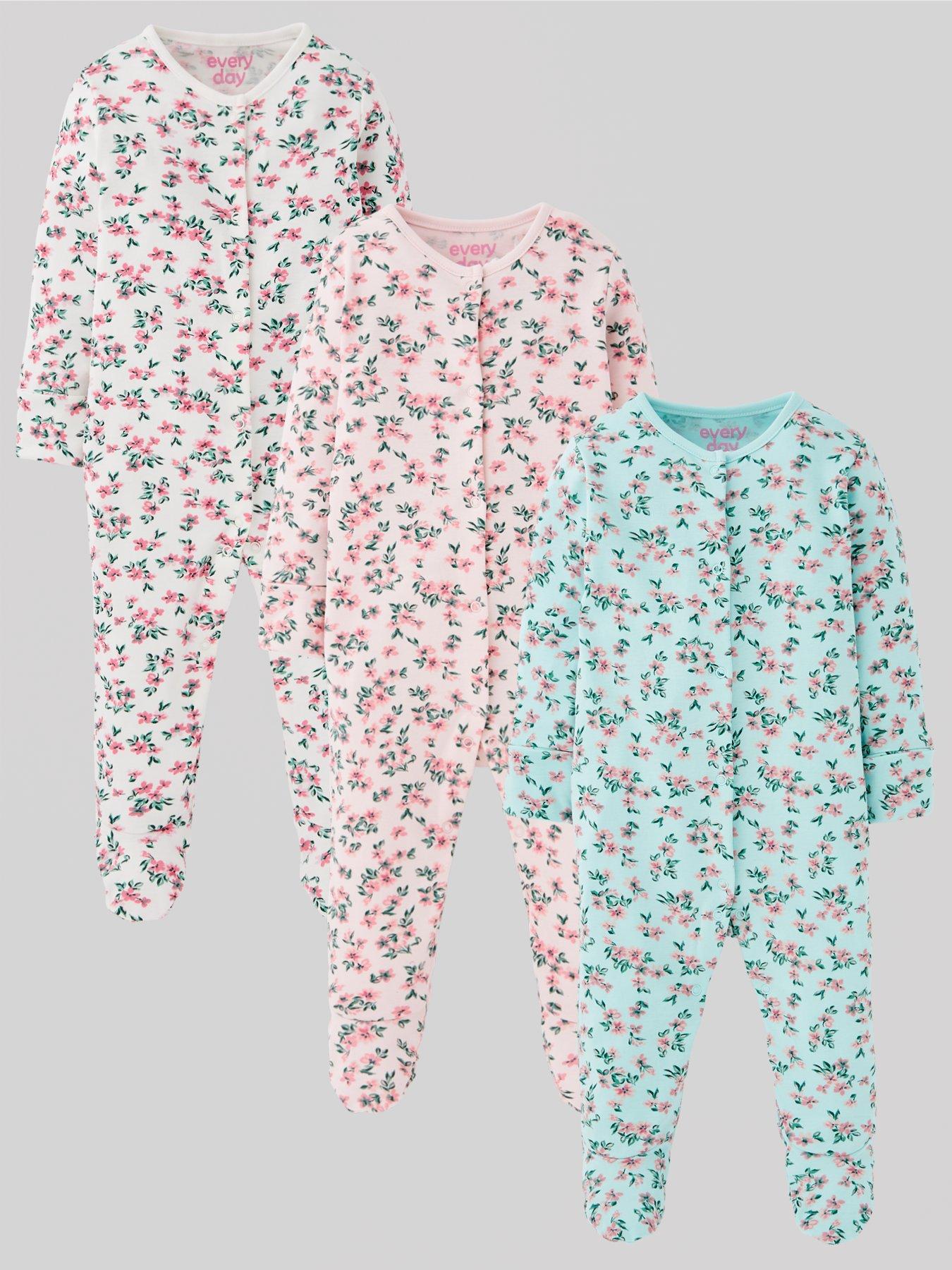 everyday-girls-3-pack-floral-sleepsuits