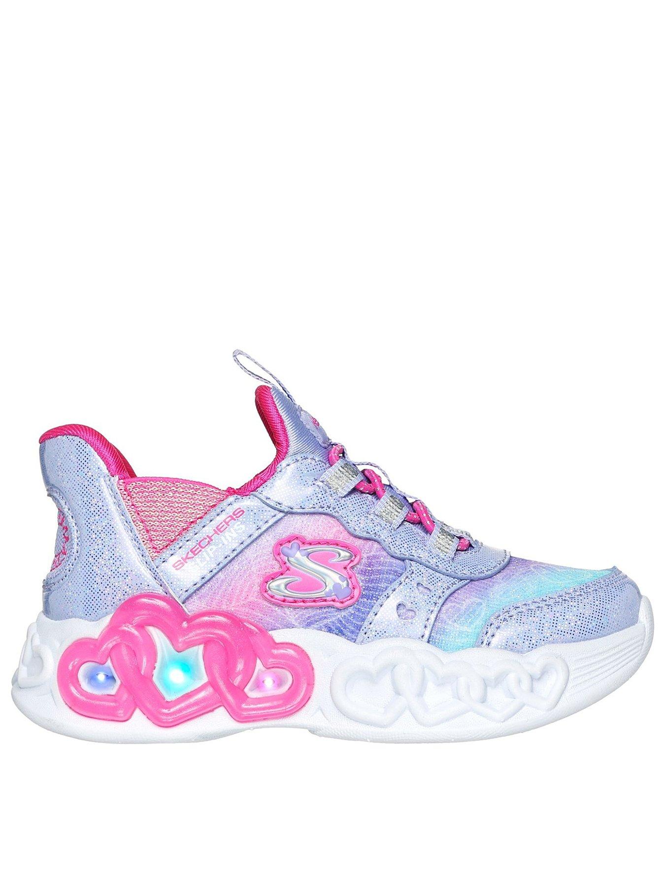 Skechers Infant Girls Infinite Heart Lights Trainer - Purple