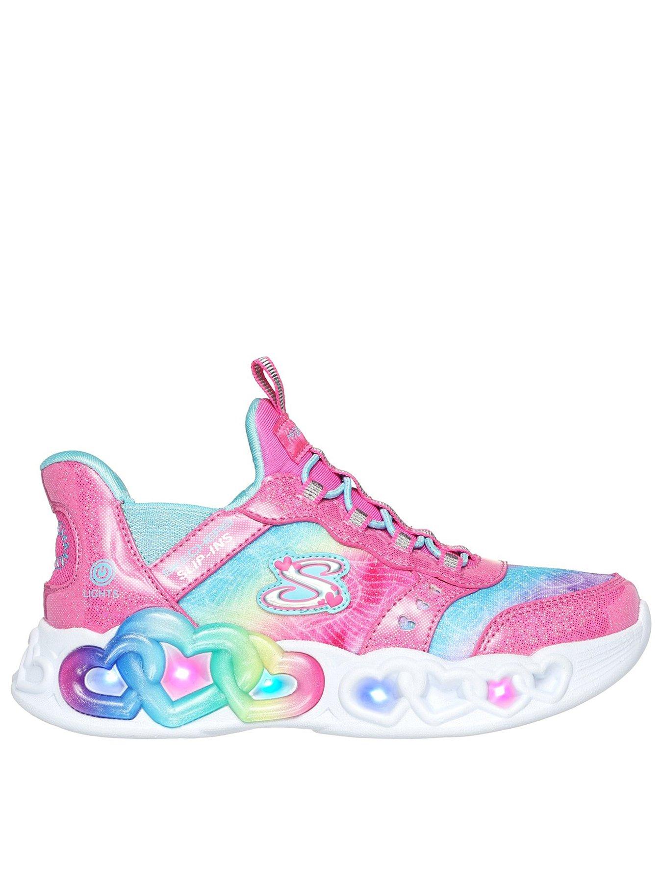 skechers-junior-girls-infinite-heart-lights-trainer-pink