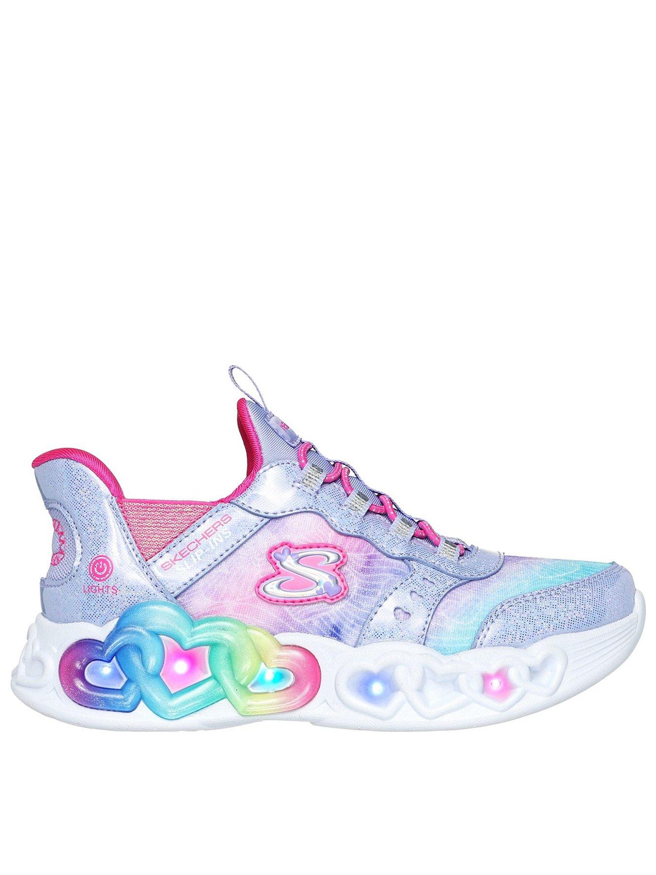 Skechers Girls Infinite Heart Lighted Slip In Trainer - Purple