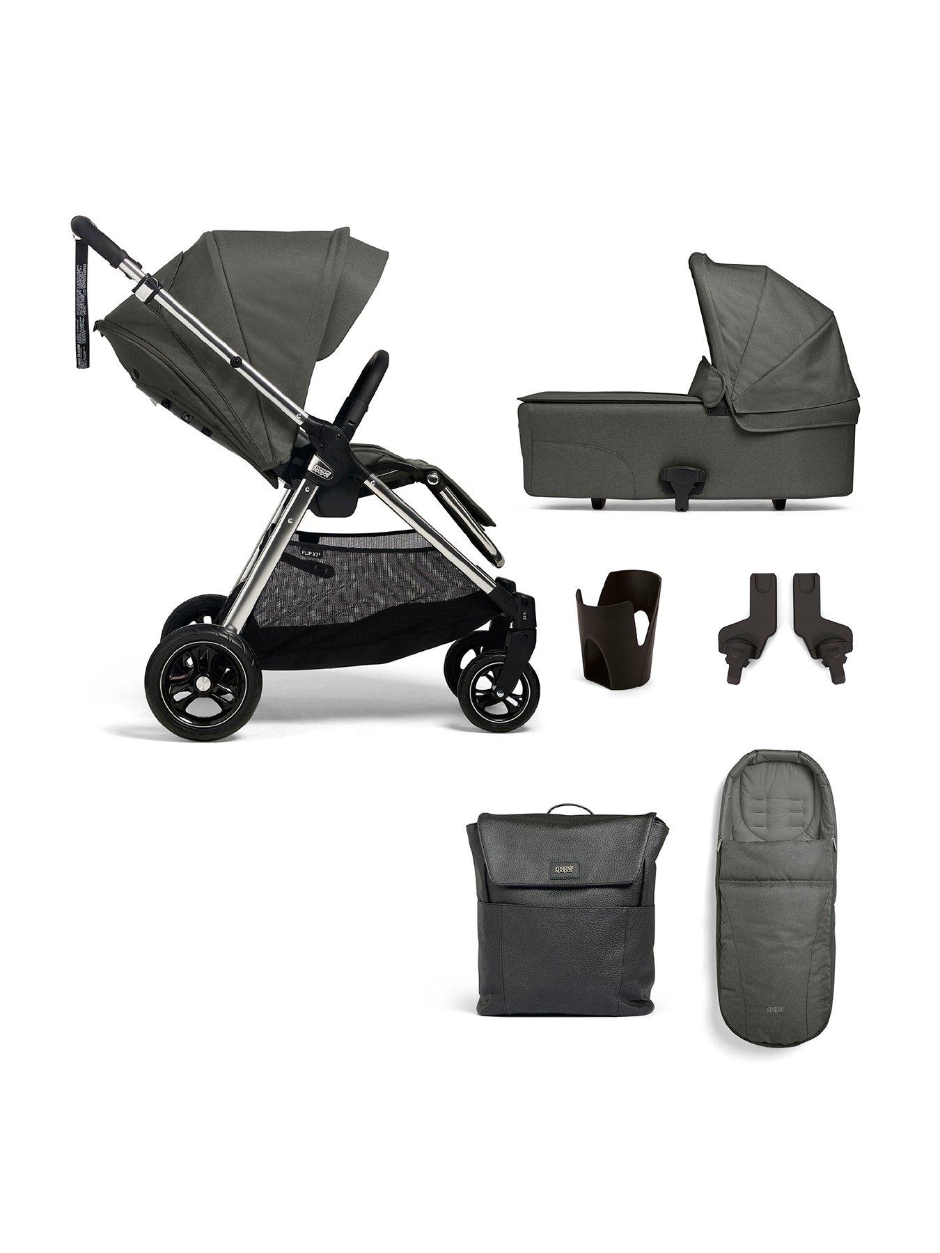 Mamas & Papas Flip XT3 Harbour Grey Essential Kit (Inc Pushchair, Carrycot, Adaptors, Cupholder, Bag, Footmuff)