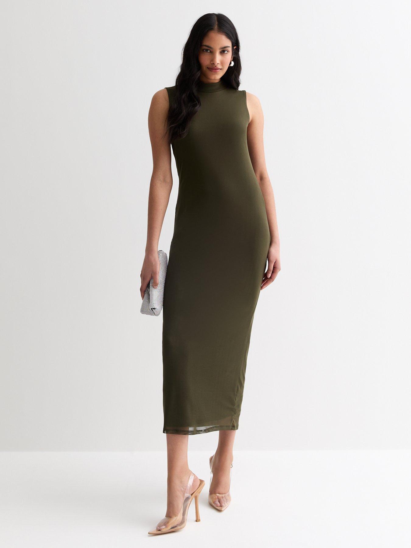 new-look-olive-mesh-high-neck-midaxi-dressback