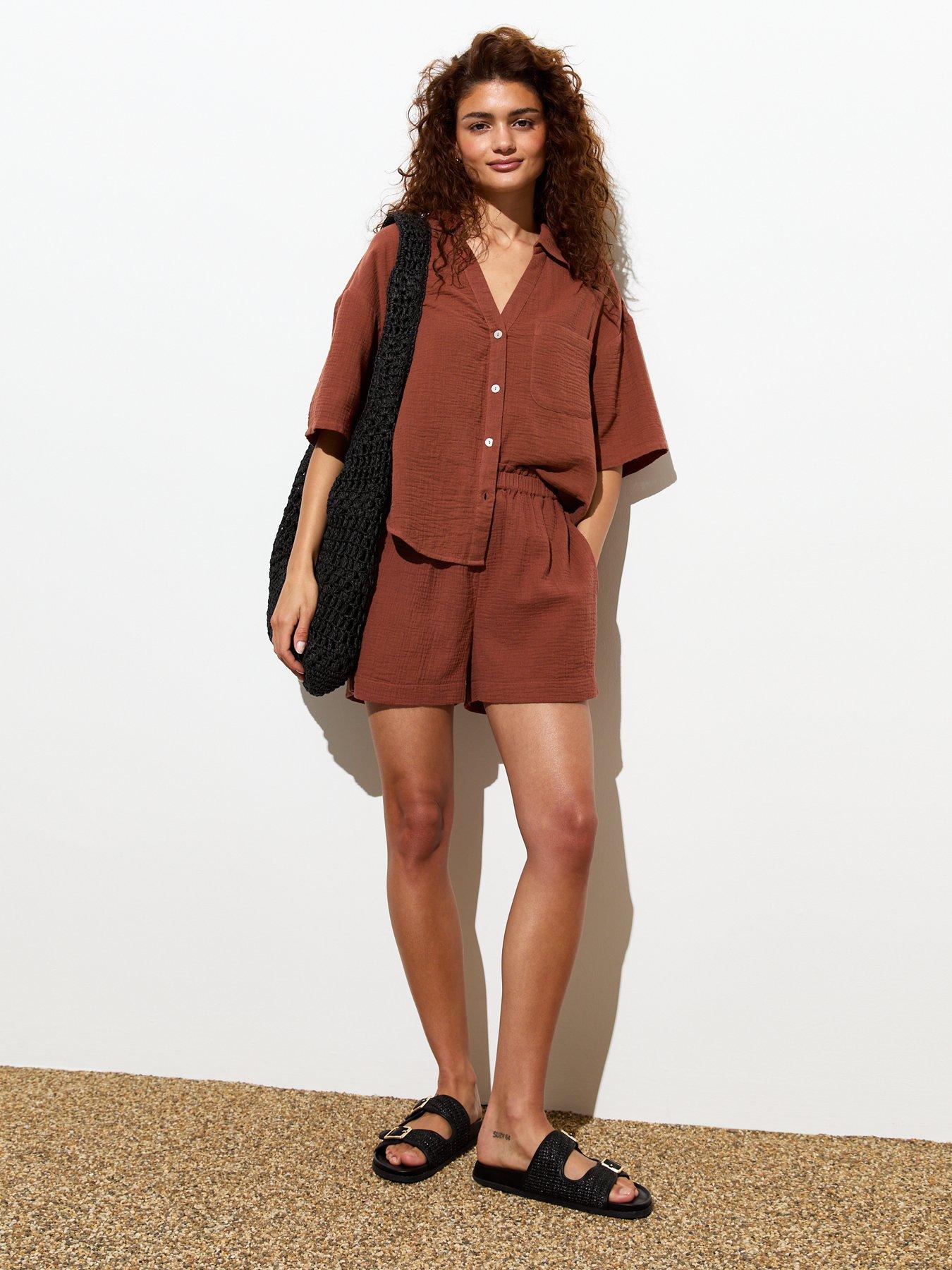 new-look-rust-textured-cotton-shorts