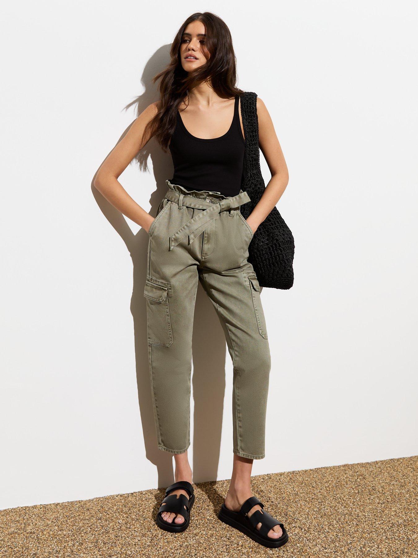 new-look-khaki-high-waist-cargo-paperbag-jeansback