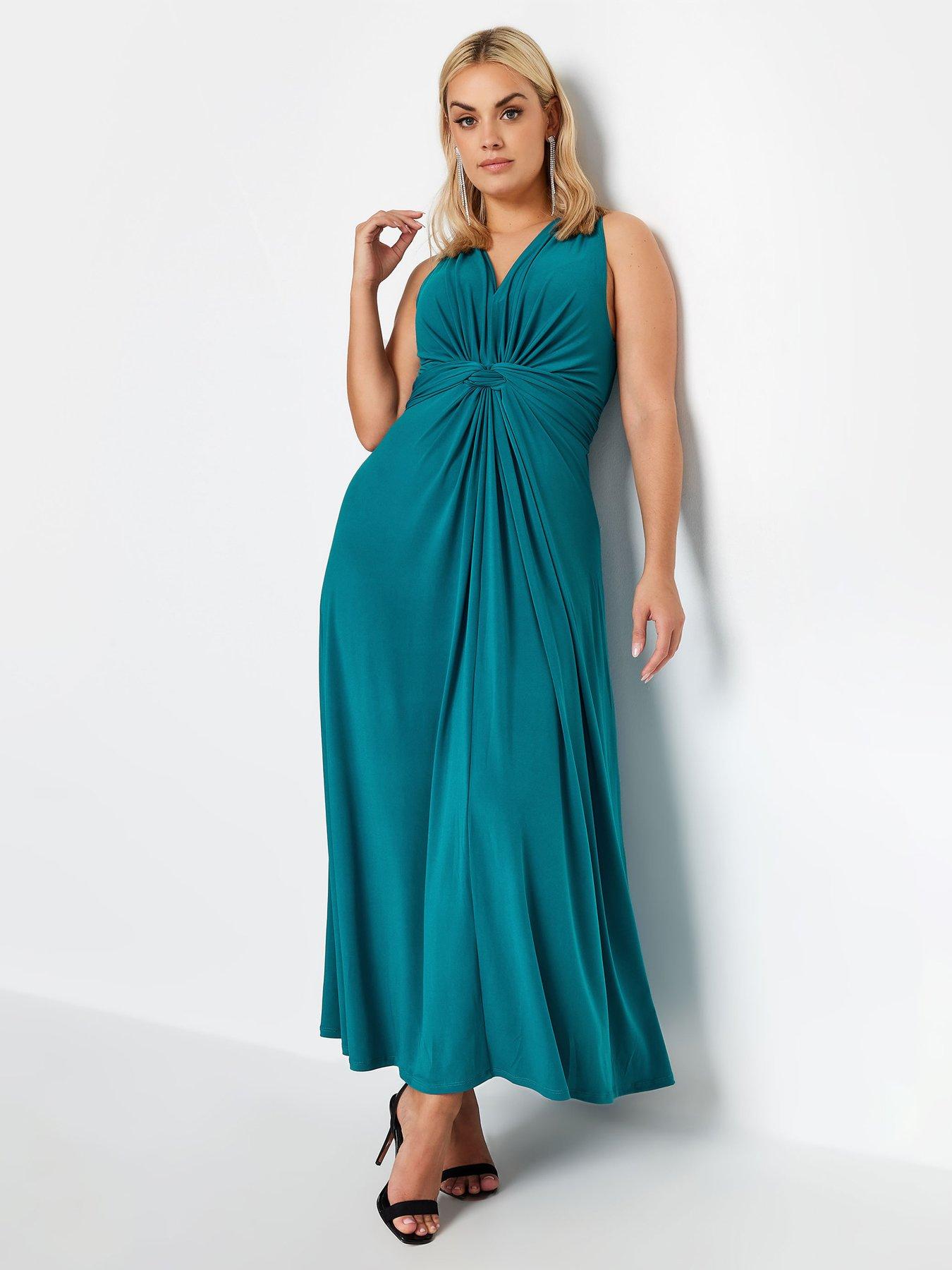 yours-curve-knot-front-maxi-dress-green