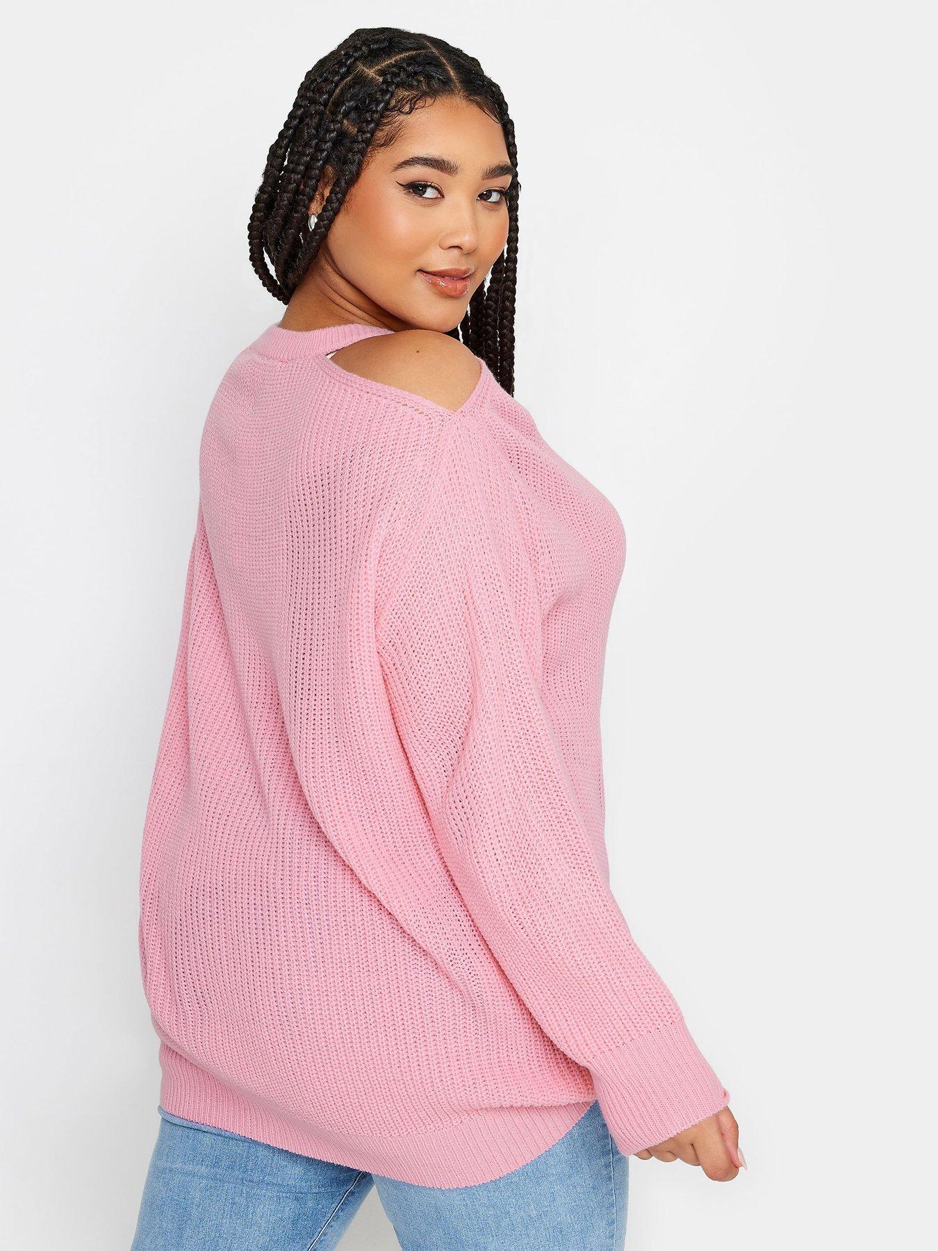 yours-curve-cold-shoulder-jumper-pinkstillFront