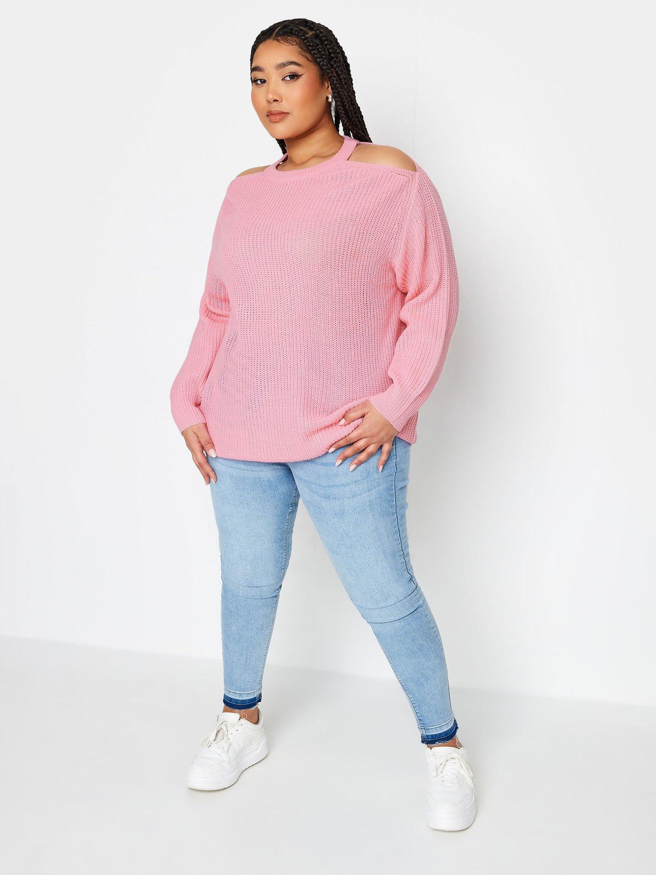 yours-curve-cold-shoulder-jumper-pinkback